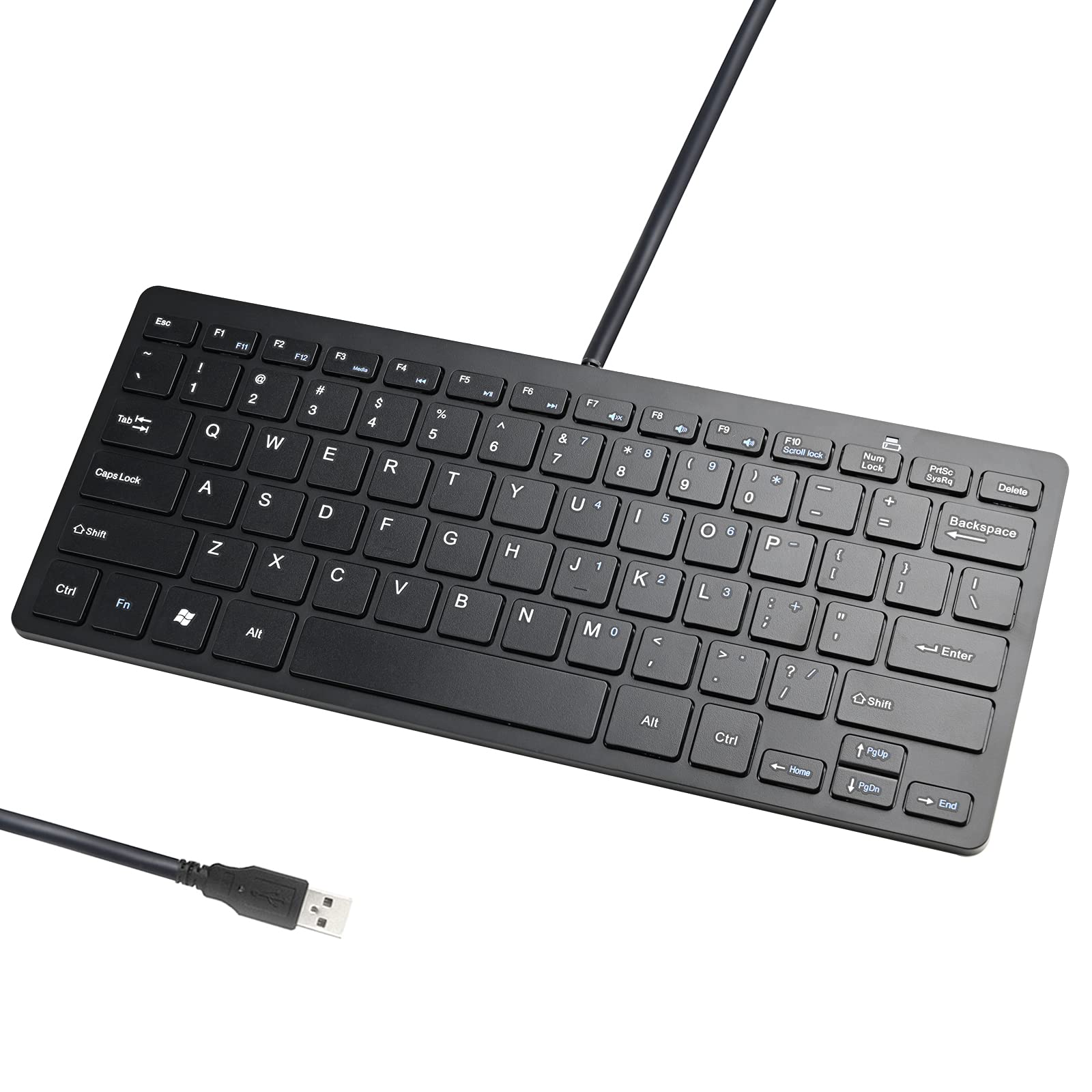 Powboro Upgraded Pc Computer Laptop Mini Usb Wired Keyboard For Mac And Windows 78 Scissor Keys Small Super Thin Compact Multime