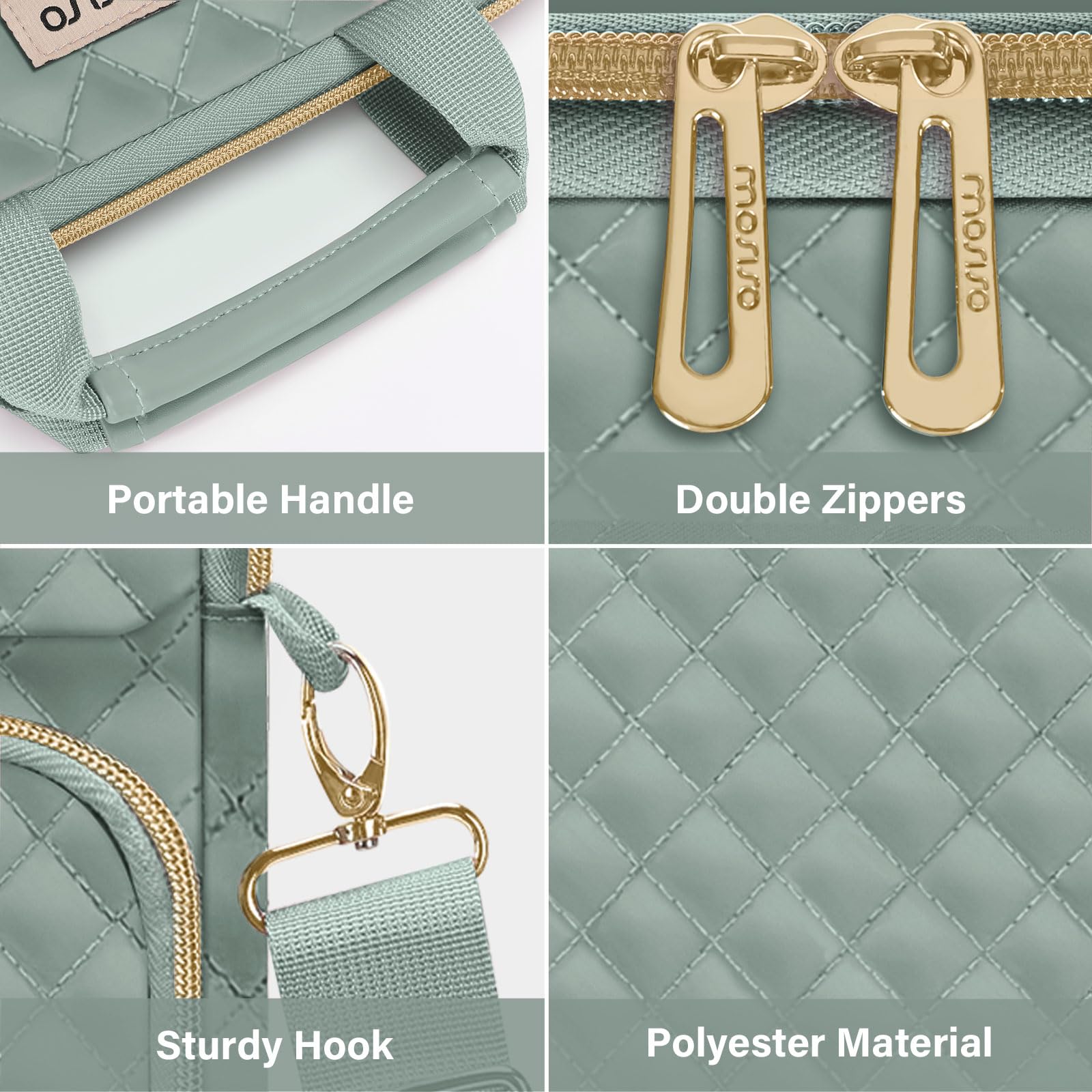 Mosiso 12.9 Inch Tablet Sleeve For 13 Inch Ipad Pro M4 & Ipad Air M2 2024, Ipad Pro 12.9 M2 & M1 2022 2018, Galaxy Tab S8+/S9+ 12.4,Square Quilted Carrying Case With Front 2 Pockets, Antique Green