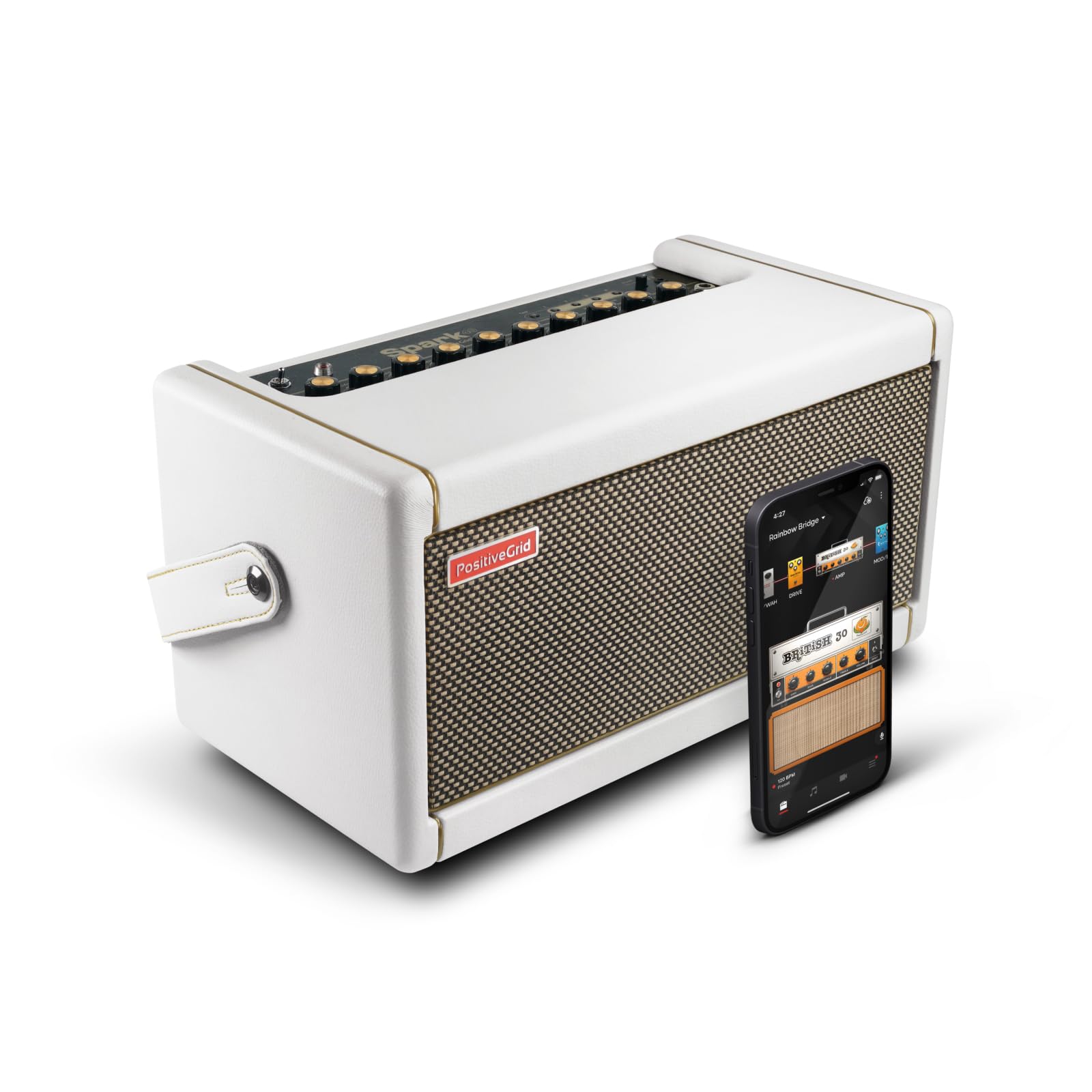 Positive Grid Spark Pearl Guitar Amplifier + Traveler Bag Bundle - Electric, Bass and Acoustic Guitar 40-Watt Combo Amp Includin