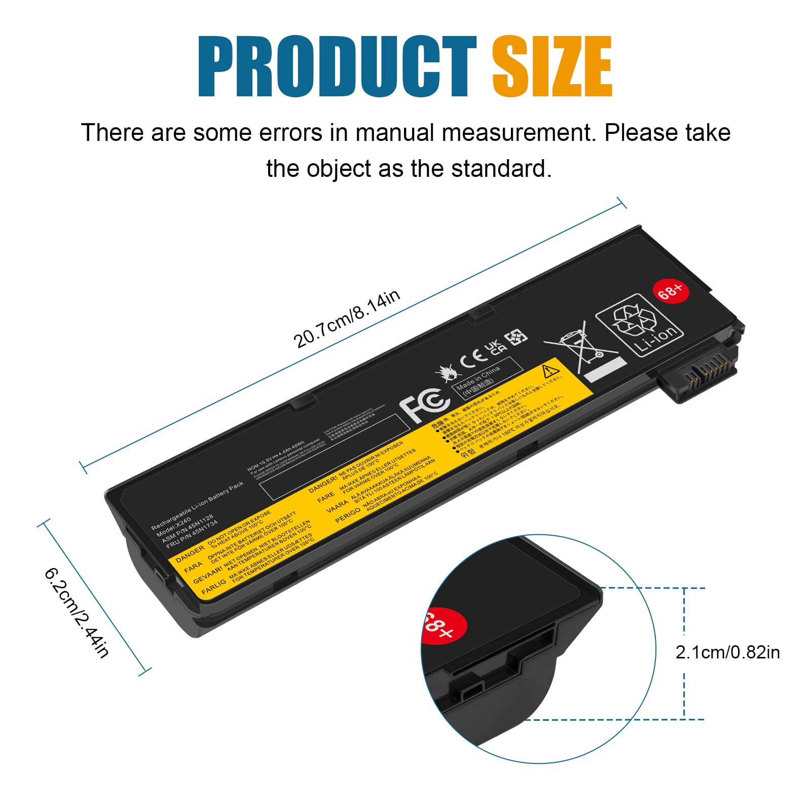 68+ 45N1128 X240 Battery Compatible With Thinkpad T440 T440S T450 T450S T460 T460P T470P T550 T560 L450 L460 L470 P50S W550S X25