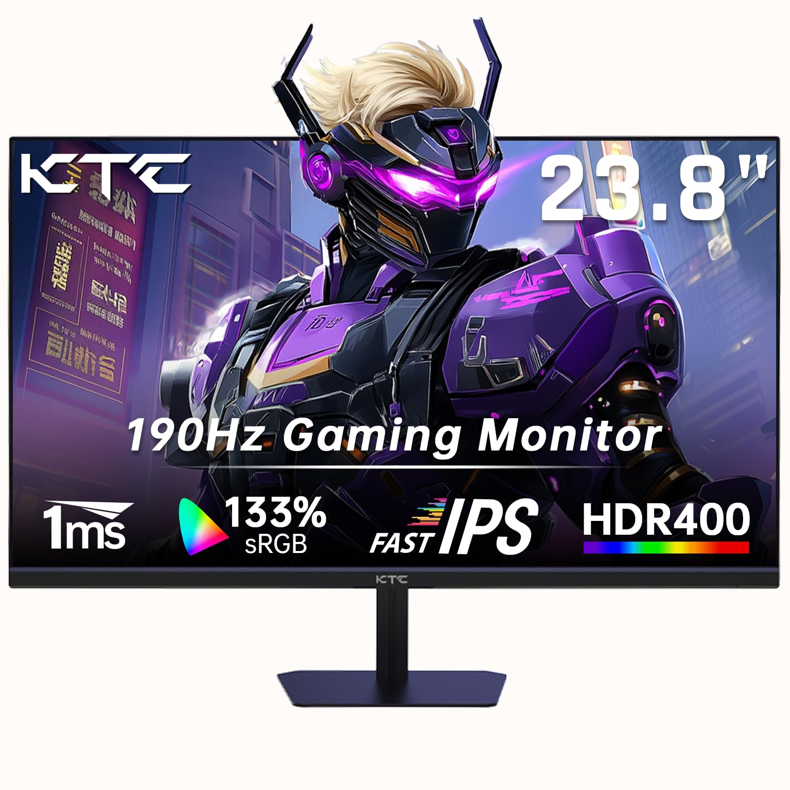 Ktc 24 Inch 180Hz/190Hz Gaming Monitor, Fhd Pc Computer Monitor With Fast Ips Panel, Hdr400, 133% Srgb, Bluelight Filter, 2 Hdmi