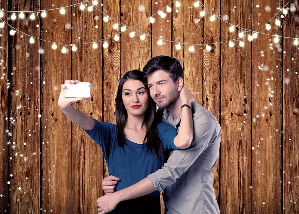 Chaiya 8X6Ft Brown Wood Backdrops For Photography Rustic Glitter Wood Backdrop Bridal Shower Baby Shower Banners Photo Booth Stu