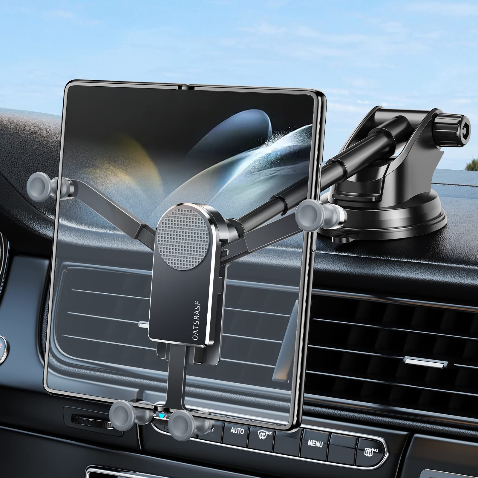 xuenair Z Fold 4 Car Mount for Dashboard Windshield Window, Aluminum 2 Mode for Samsung Galaxy Z Fold 6 5 4 3 2 Accessories and 