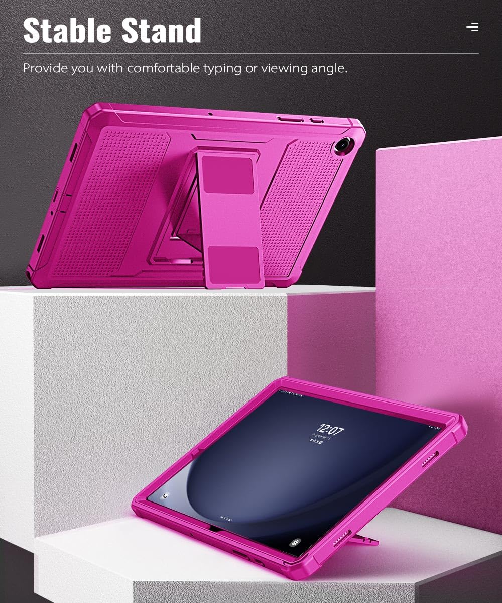 MoKo Case Fit Galaxy Tab A9 Plus 11 Inch 2023 (SM X210/X216/X218), Shockproof Full Body Rugged Stand Back Cover Built in Screen Protector Fit Galaxy Tab A9+ 11' 2023, Pitaya Red