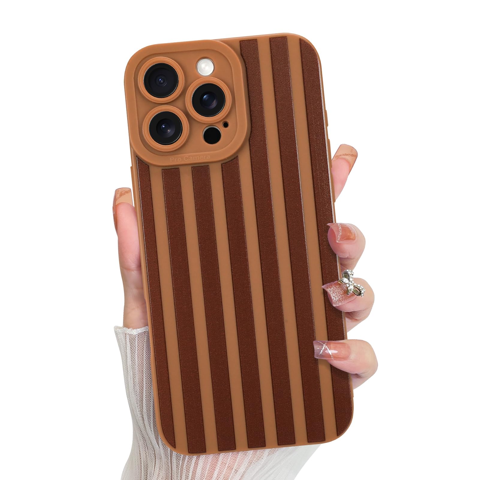 KANGHAR Compatible with iPhone 16 Pro Max Case, Silicone Stripes Cute Pattern, Camera Protection Soft Slim Phone Case for Phone 
