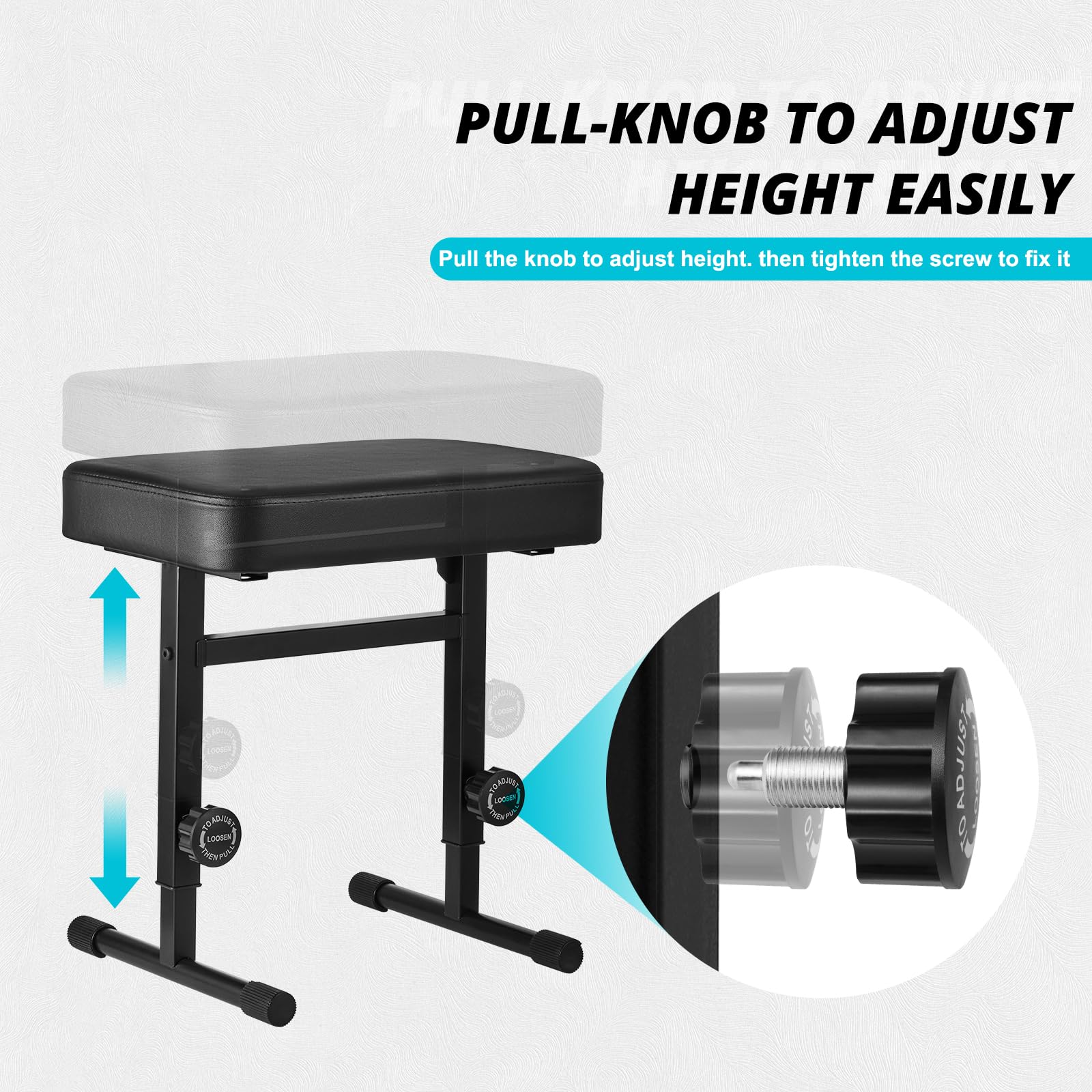 Tentoten Adjustable Height Piano Bench, Comfortable Piano Stool With Padded Seat For Keyboard & Musicians