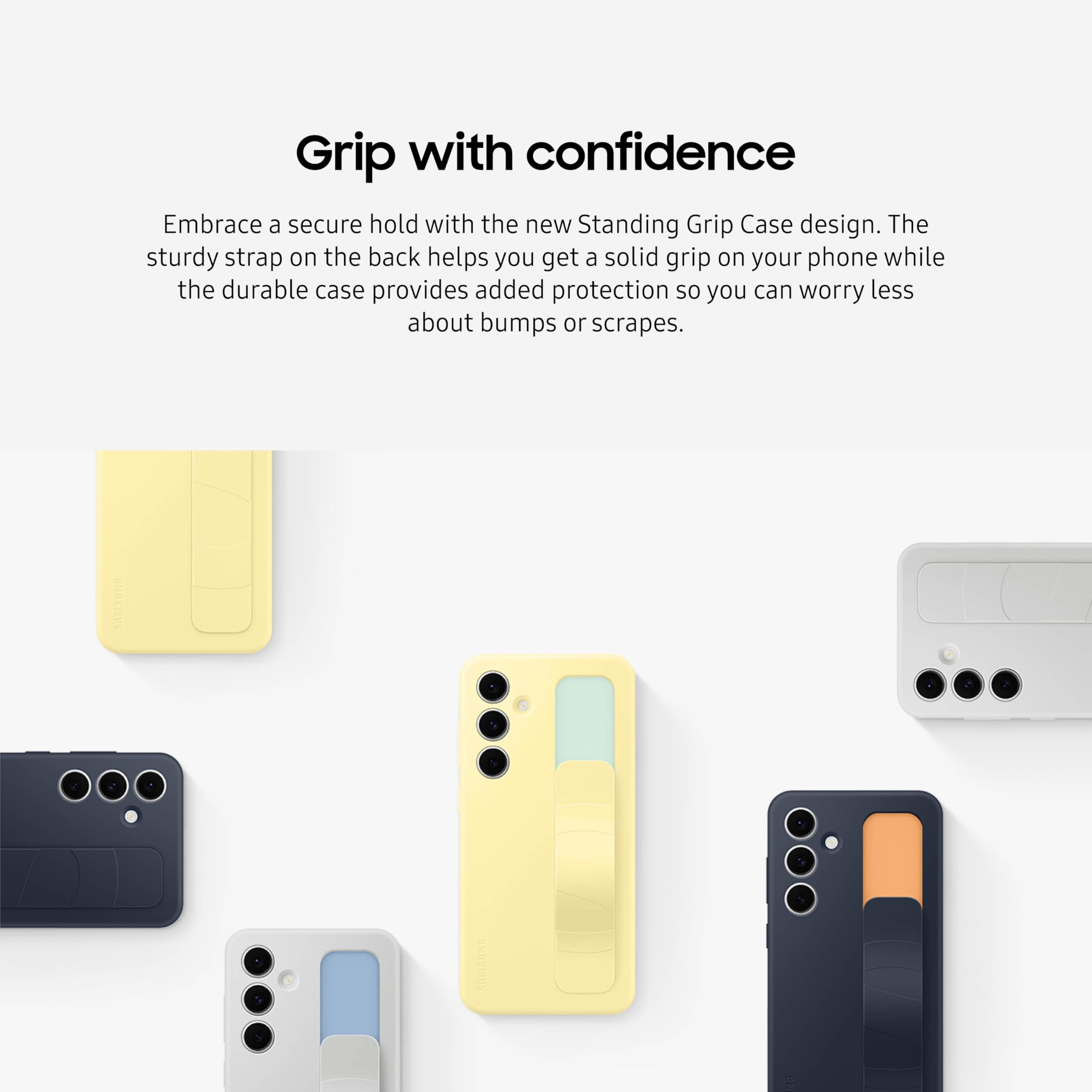 Samsung Galaxy S24 Fe Standing Grip Phone Case, Protective Silicone Cover With Hand Strap, Hands-Free Kickstand, Soft Touch, Dur