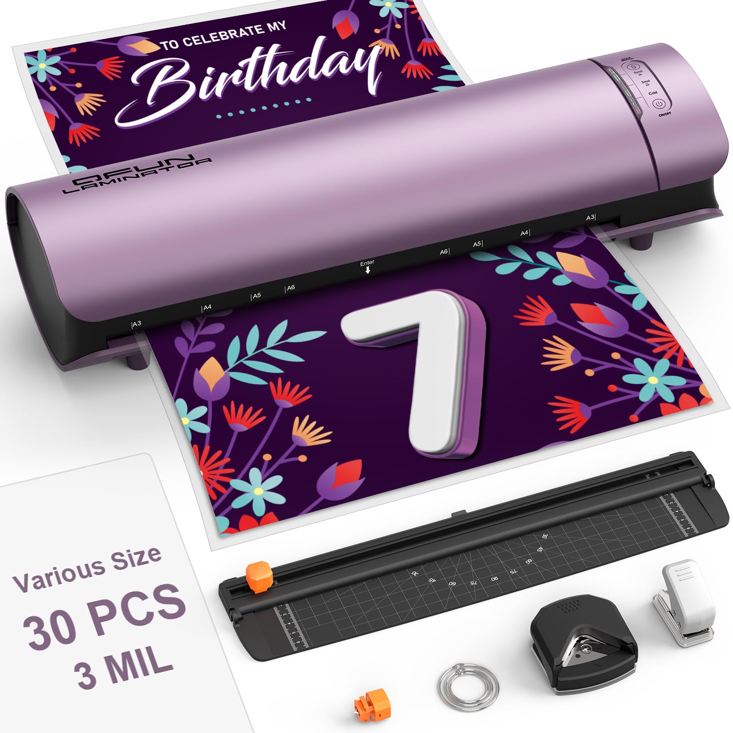 Office Presentation Laminator Machine 11x17 with Laminating Sheet A3/A4/A5, 3/5 Mil Thermal Cold Laminating Machine 13 inch Wide