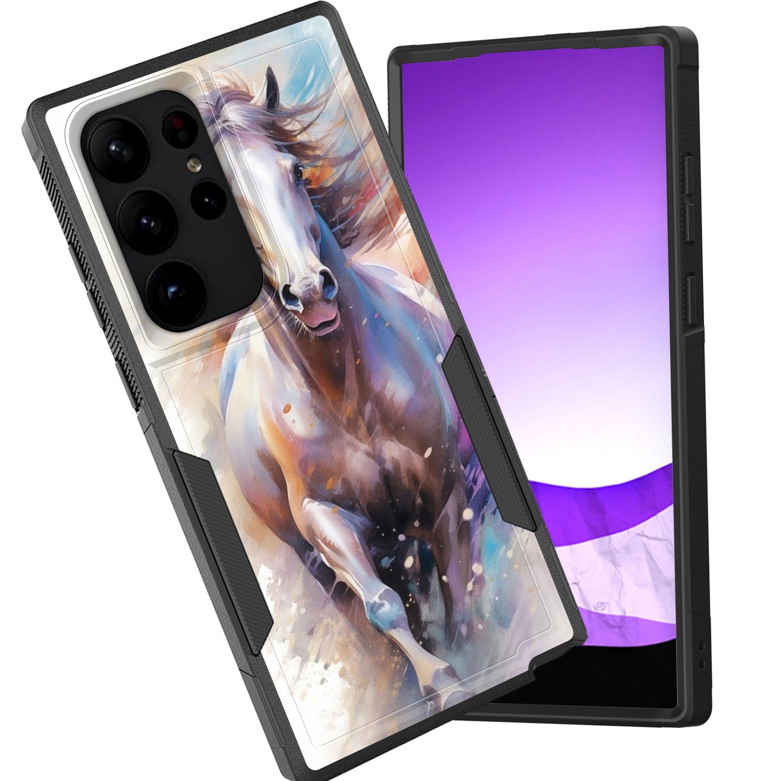 Cicplkse For Galaxy S24 Ultra Case,Dual Layer Heavy Duty Hybrid Shockproof Hard Pc Soft Silicone Tpu Bumper Protective Cover Cas