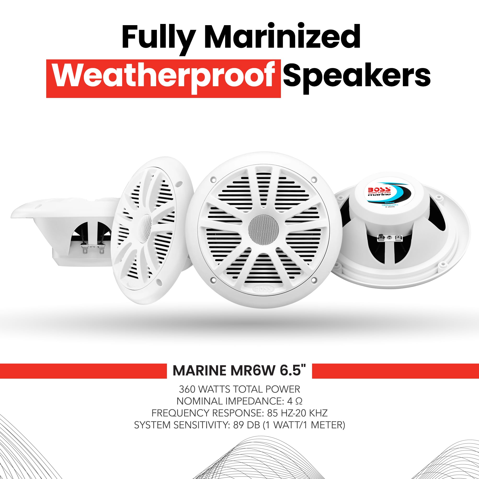 4) New Boss Audio Mr6W 6.5'' 180W Dual Cone Marine/Boat Speakers Stereo  White