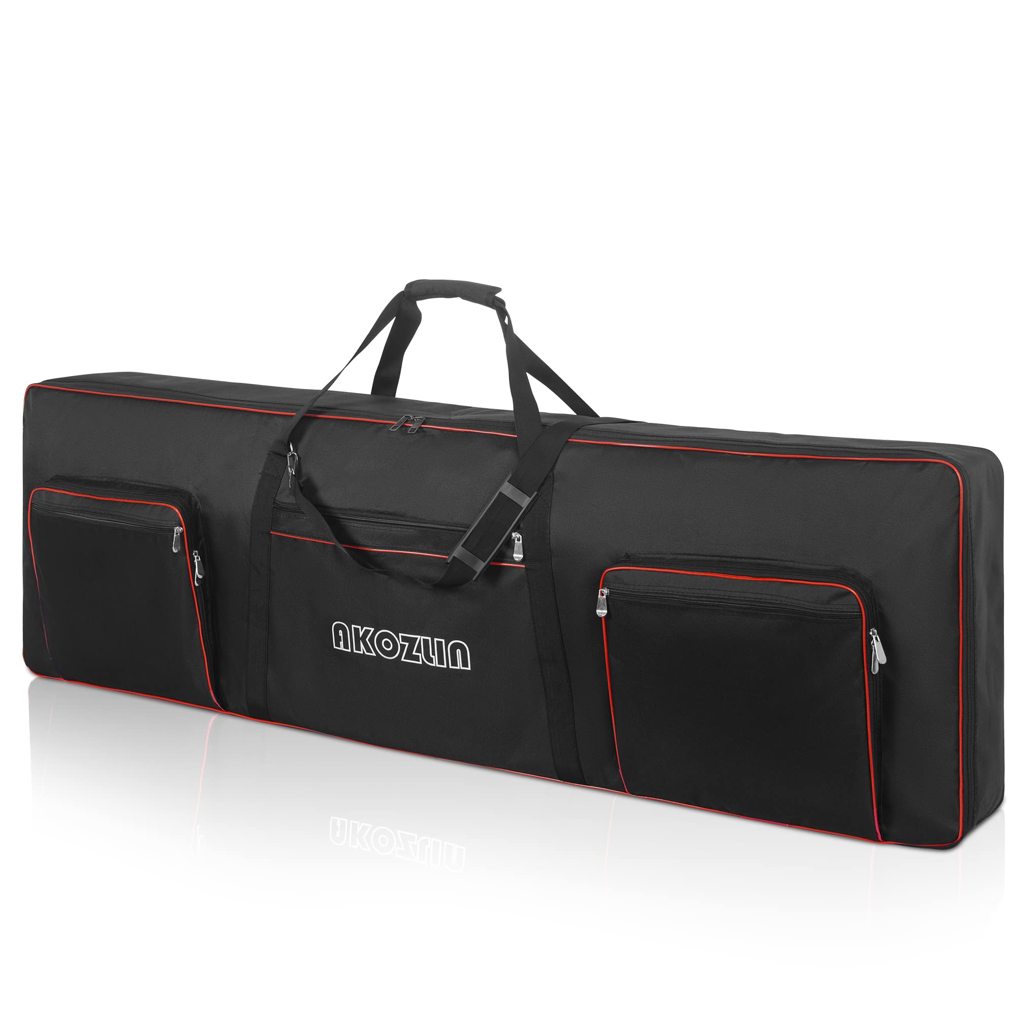 AKOZLIN 88 key Electric Piano Keyboard Gig Bag 57.5X18X6.75 with Adjustable Straps and 5-Pocket for Accessaries,88-Note Keyboard