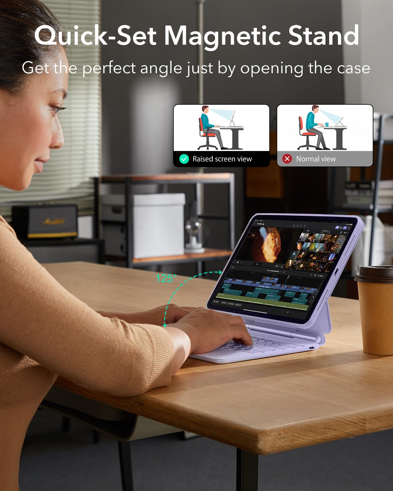 Esr Ipad Air 11 Inch Case With Keyboard (M2, 2024), Easy Set Magnetic Stand, Portrait/Raised Modes For Ipad Pro 11/Air 5Th/4Th G