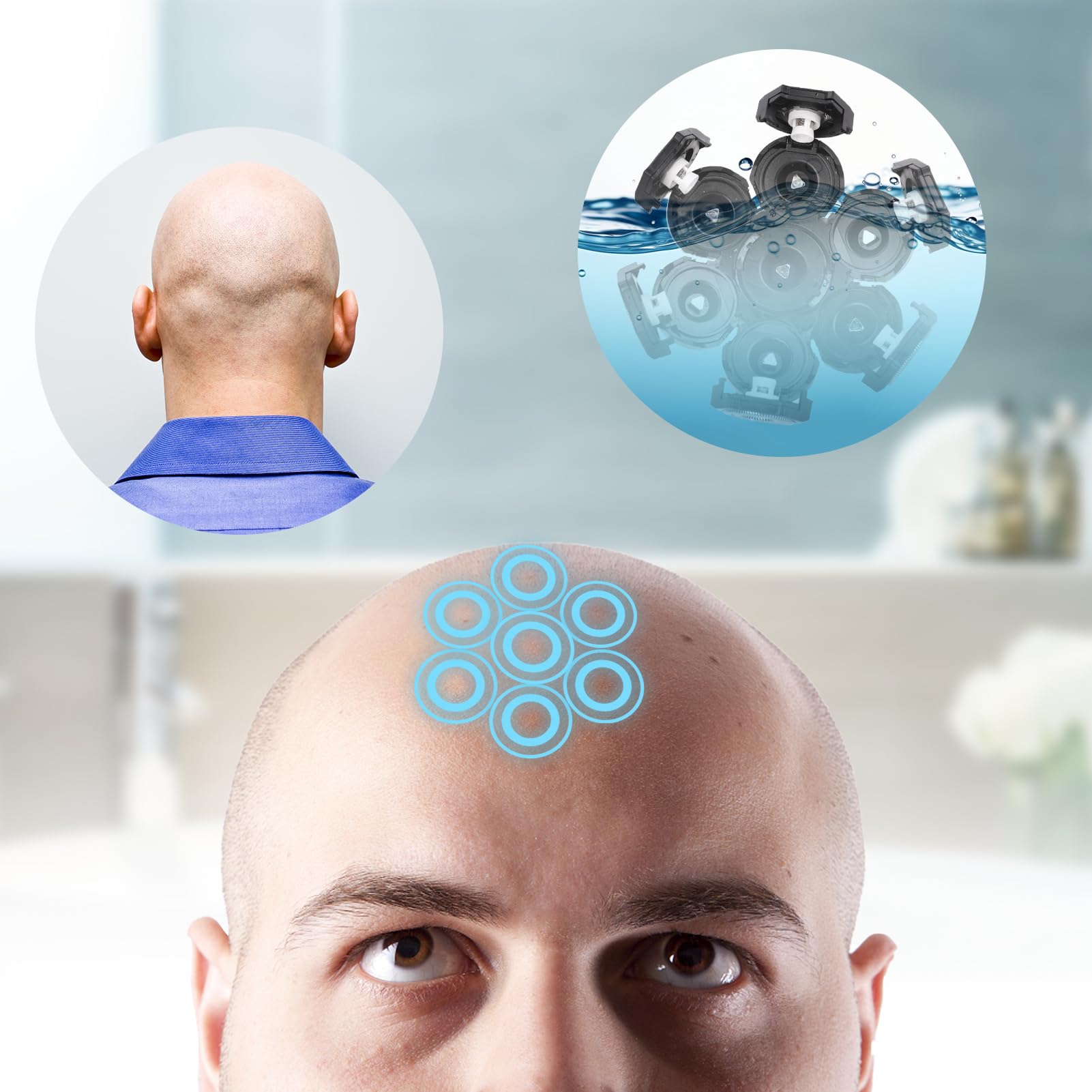 Wanocean 7 Men'S Electric Shaver Replacement Heads, Razor Head Shavers For Bald And Face, Shaving Beard Cutter For Men With Brus