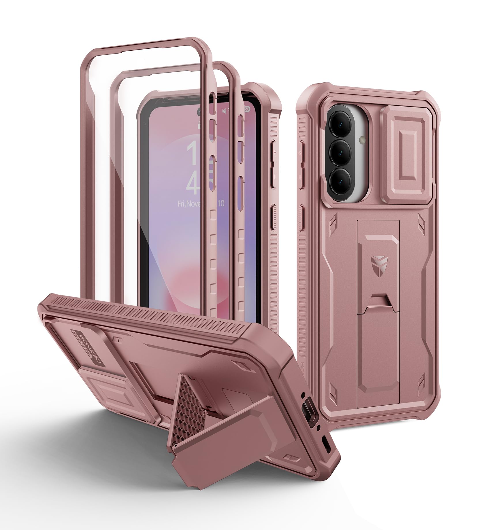 Dexnor for Samsung Galaxy A37 5G Phone Case, Galaxy A36 Case [2 Front Frame & Built-in Magnetic Slide Camera Cover Kickstand] He