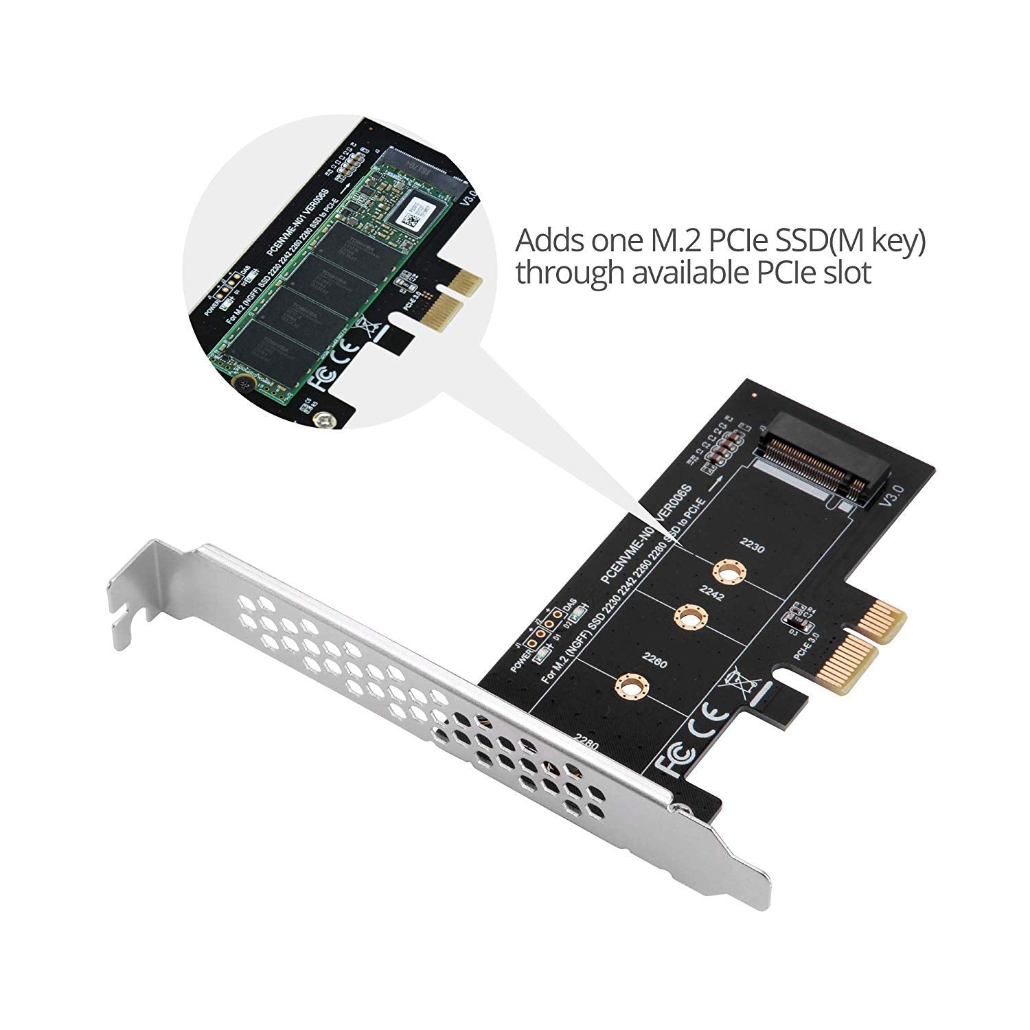 Mzhou Nvme M.2 Ssd M Key To Pci E 3.0 X1 Host Controller Expansion Card,Supports M2 Ngff Pci E 3.0, 2.0 Or 1.0, Nvme Or Ahc 2280, 2260, 2242, 2230 Solid State Drives With Low Profile Brac