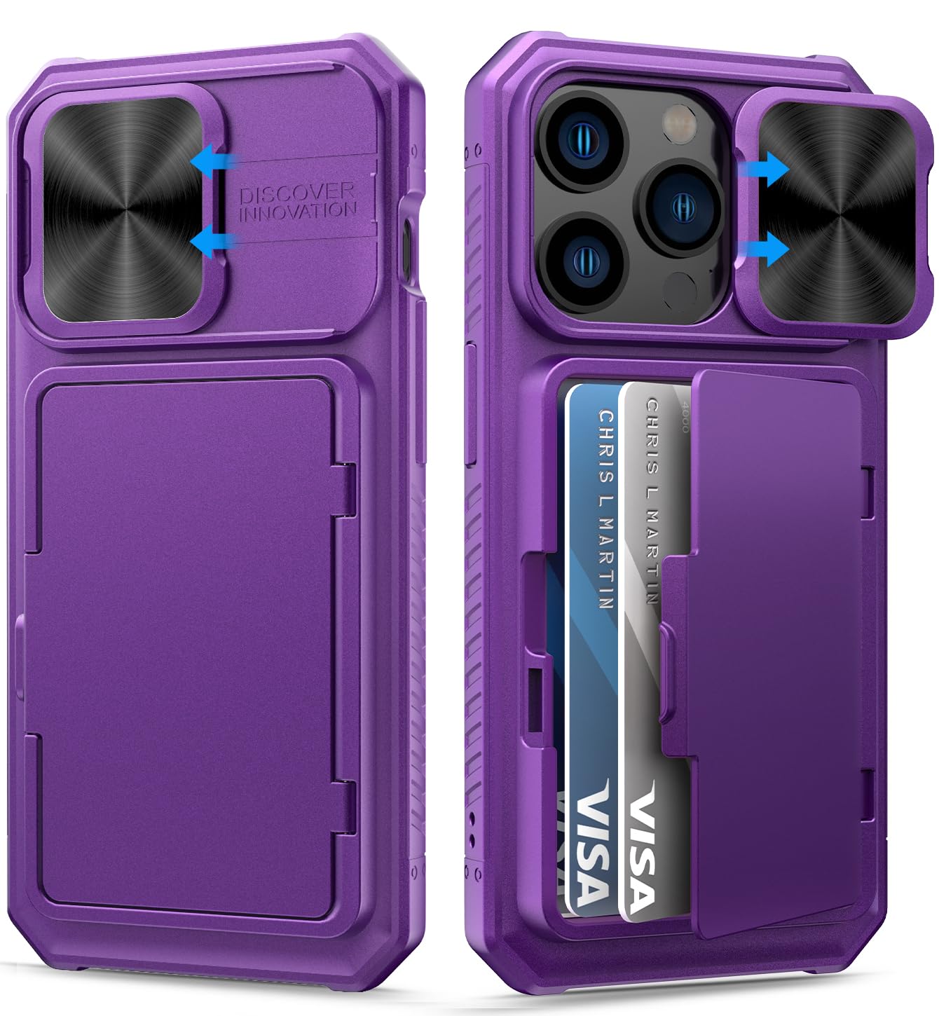 Bxyjy For Iphone 15 Pro Case Wallet With Card Holder (4 5 Cards) & Slide Camera Cover & Kickstand, Military Grade Drop Protectio