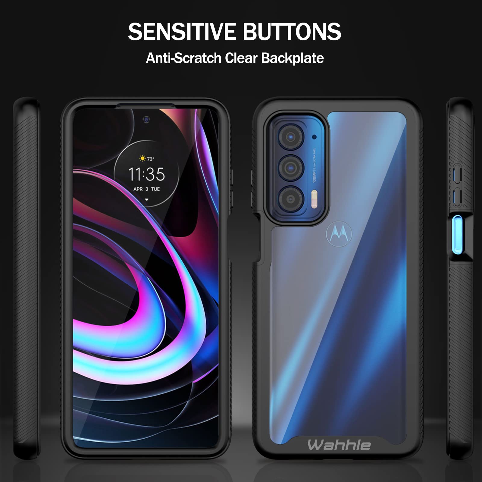 Wahhle Compatible With Motorola Edge 5G Uw Case, Built In Screen Protector Full Body Shockproof Slim Fit Bumper Protective Phone