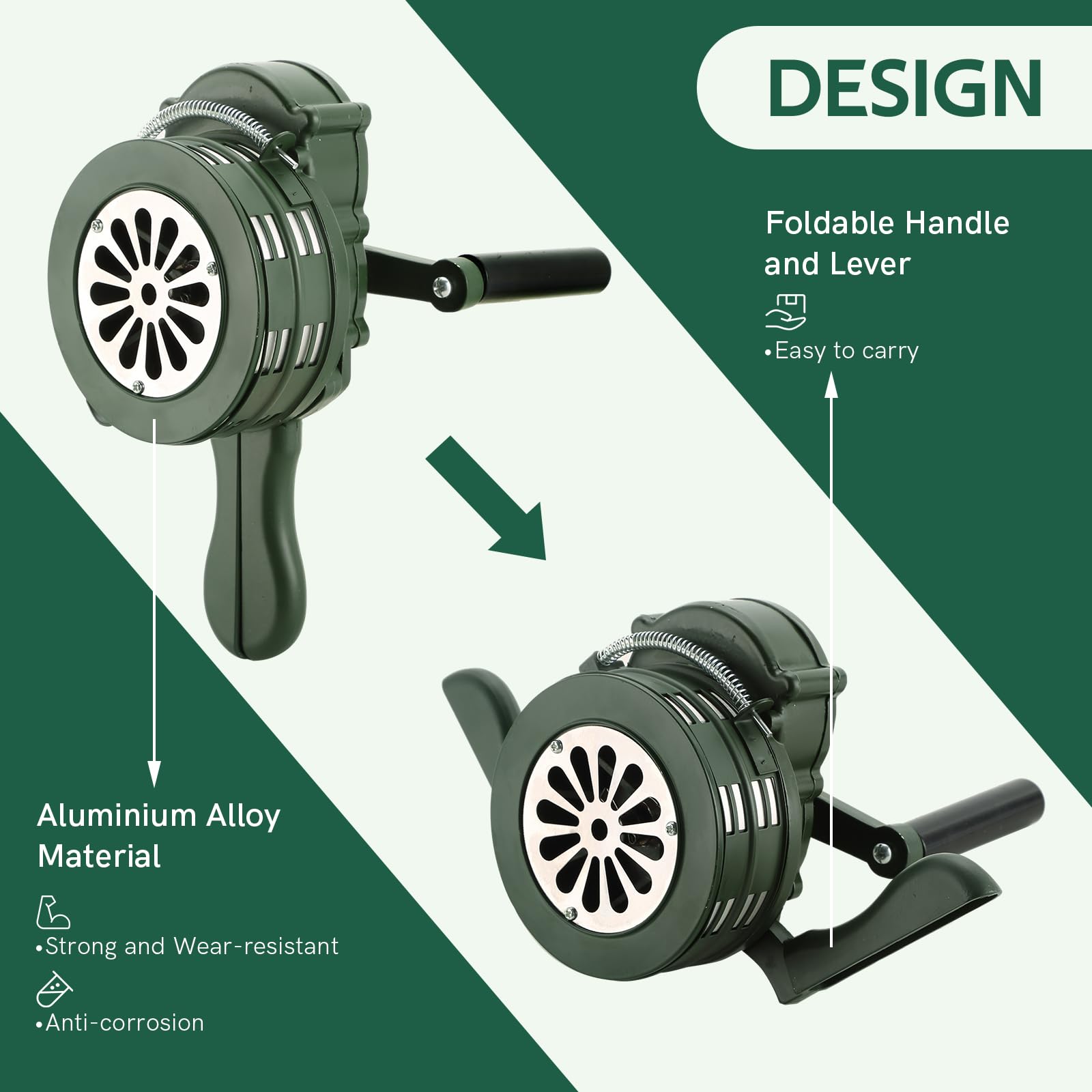 Myfully Handheld Air Raid Siren | Hand Loud Crank Operated 110Db Air Raid Siren Home Self Protection Security Alarm Siren Alumin