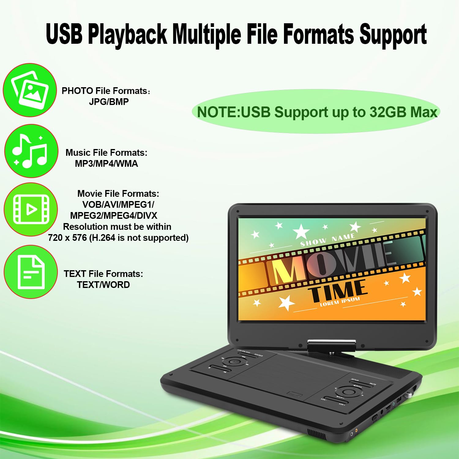 Feihe 16.5'' Inch Portable Tv/Dvd Player Combo With 14'' Hd Swivel Led Screen And Digital Tuner,Hdmi Input, Built In Battery, Du