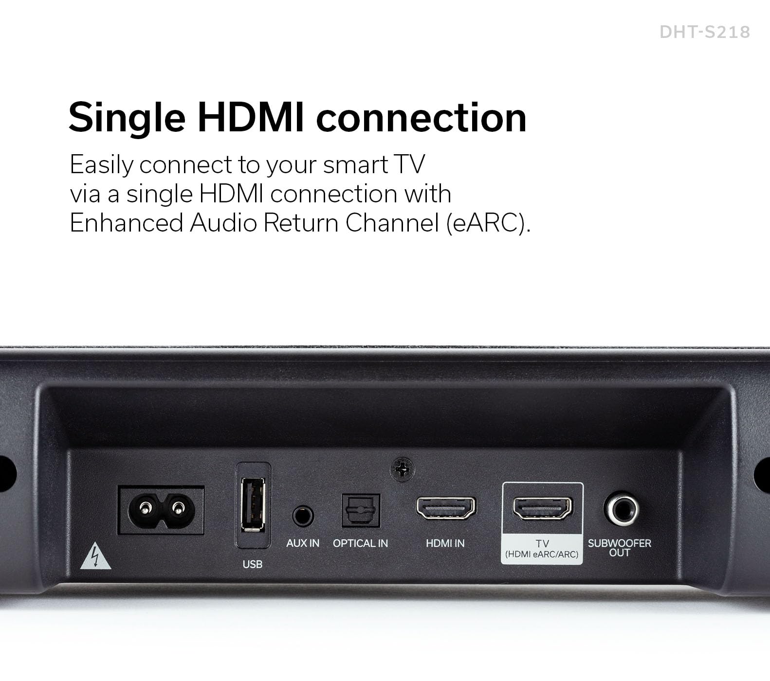 Denon Dht S218 Sound Bar (Black), 2.1 Channel, 3D Audio With Dolby Atmos, 2 Built In Subwoofers, Dual Midrange Drivers & Tweeter