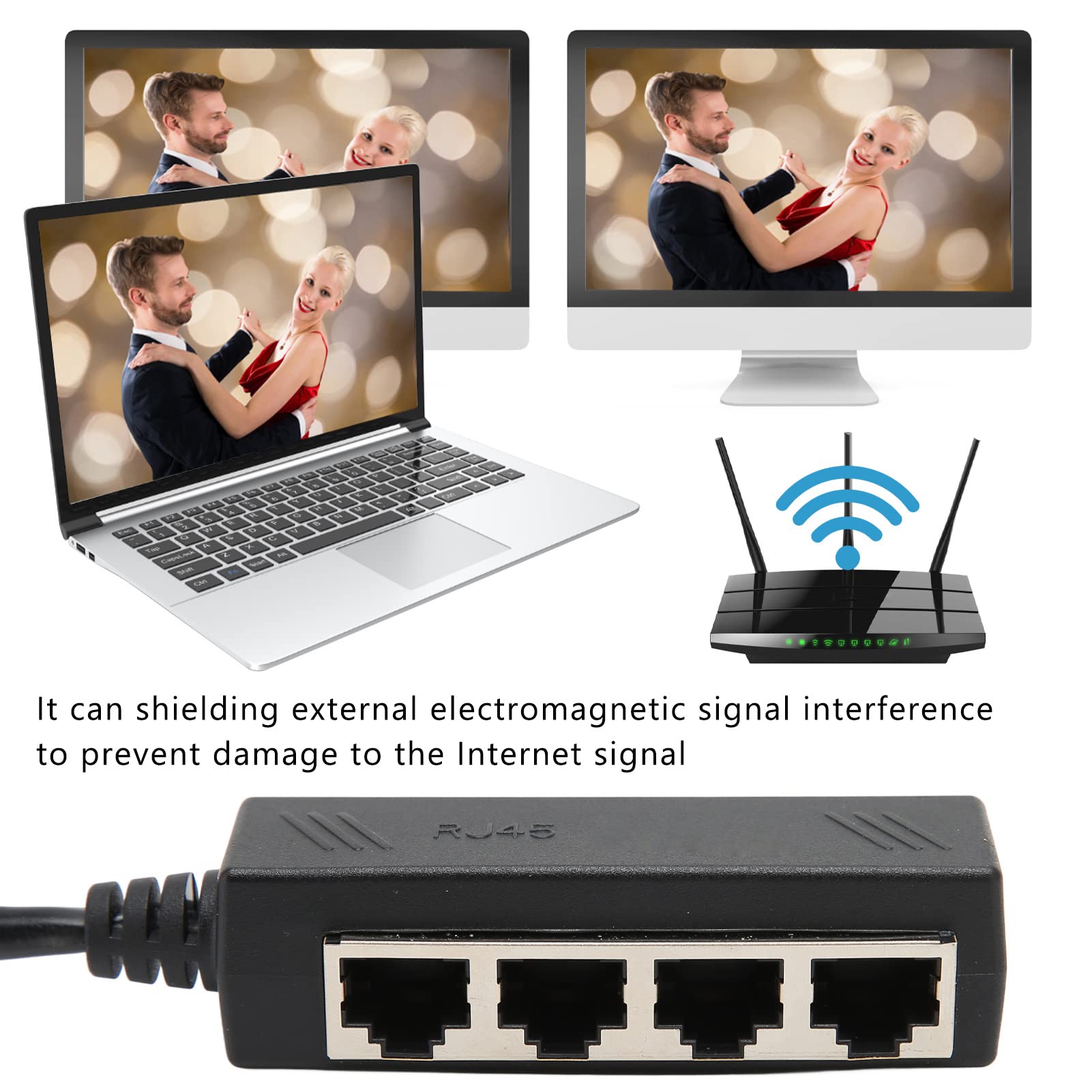 Vbestlife Rj45 Ethernet Splitter Cable, Rj45 1 Male To 4 X Female Lan Ethernet Splitter Adapter Cable Compatible With Lan Ethern