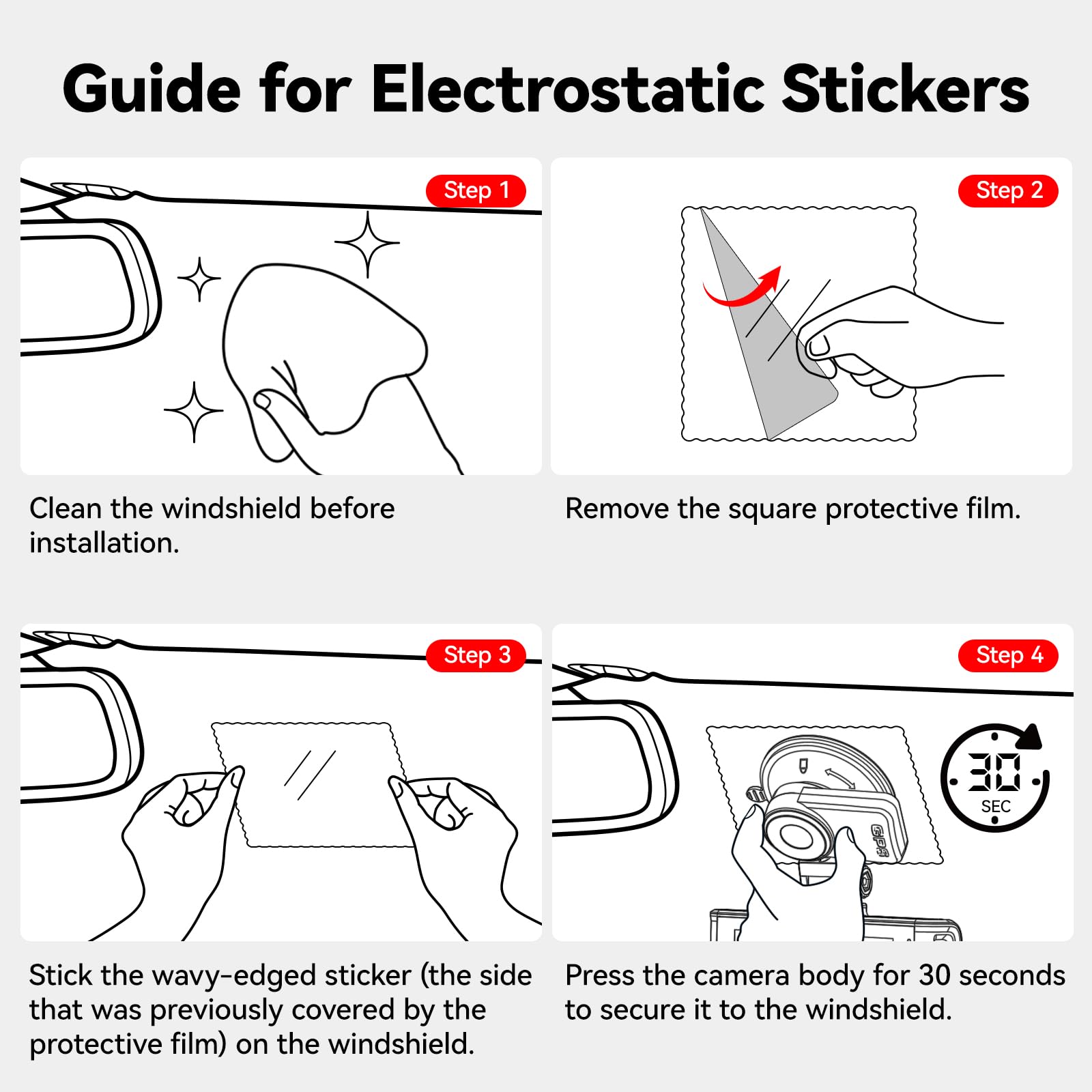 Redtiger Round Double Sided Adhesive Pad And Electrostatic Stickers,Suitable For Dash Cam Suction Cup Mounting,Enhanced Safety A