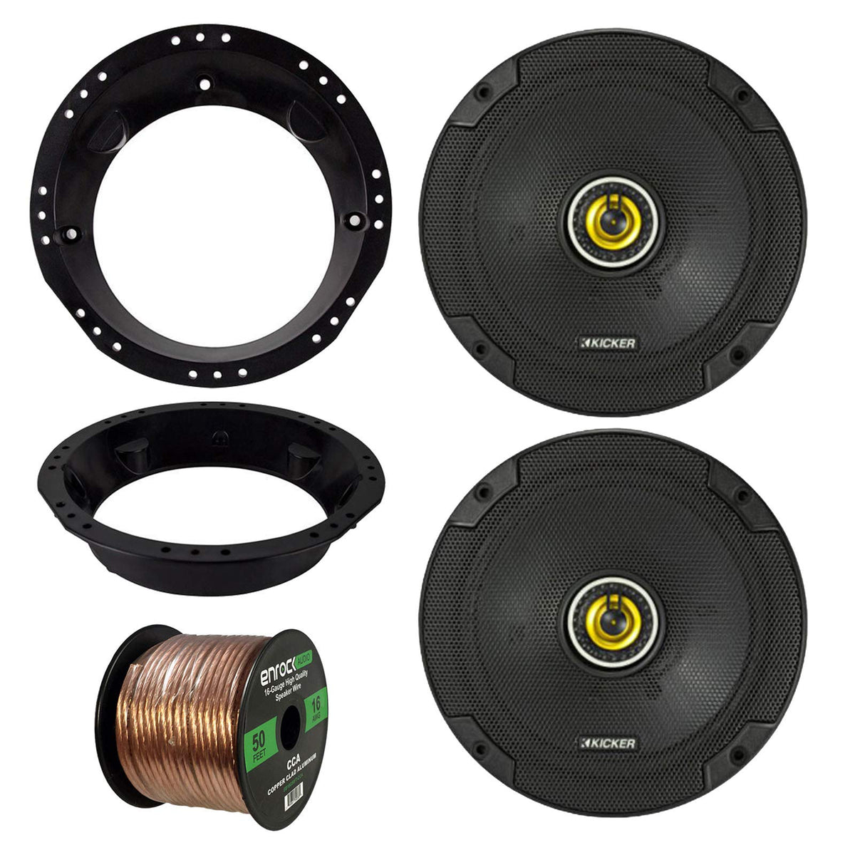 For 98 13 Harley Speaker Bundle: 2 X Kicker 6 3/4'' Inch 600 Watt Cs Series Black Car Audio Coaxial Speakers, Speaker Mounting R