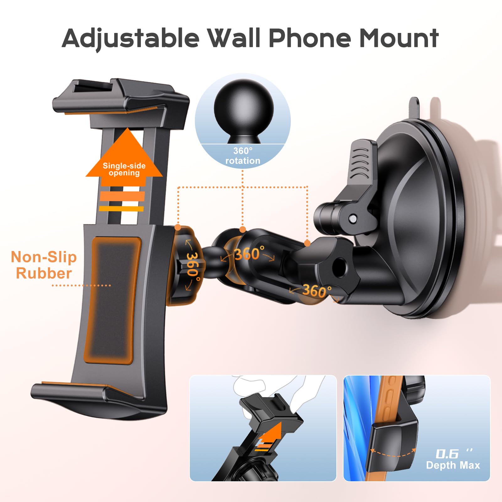 Magjieyx Suction Phone Holder For Mirror-Phone Stand For Content Creator With Light Slot, Ideal Mount For Tiktok Ins, Makeup/Kit