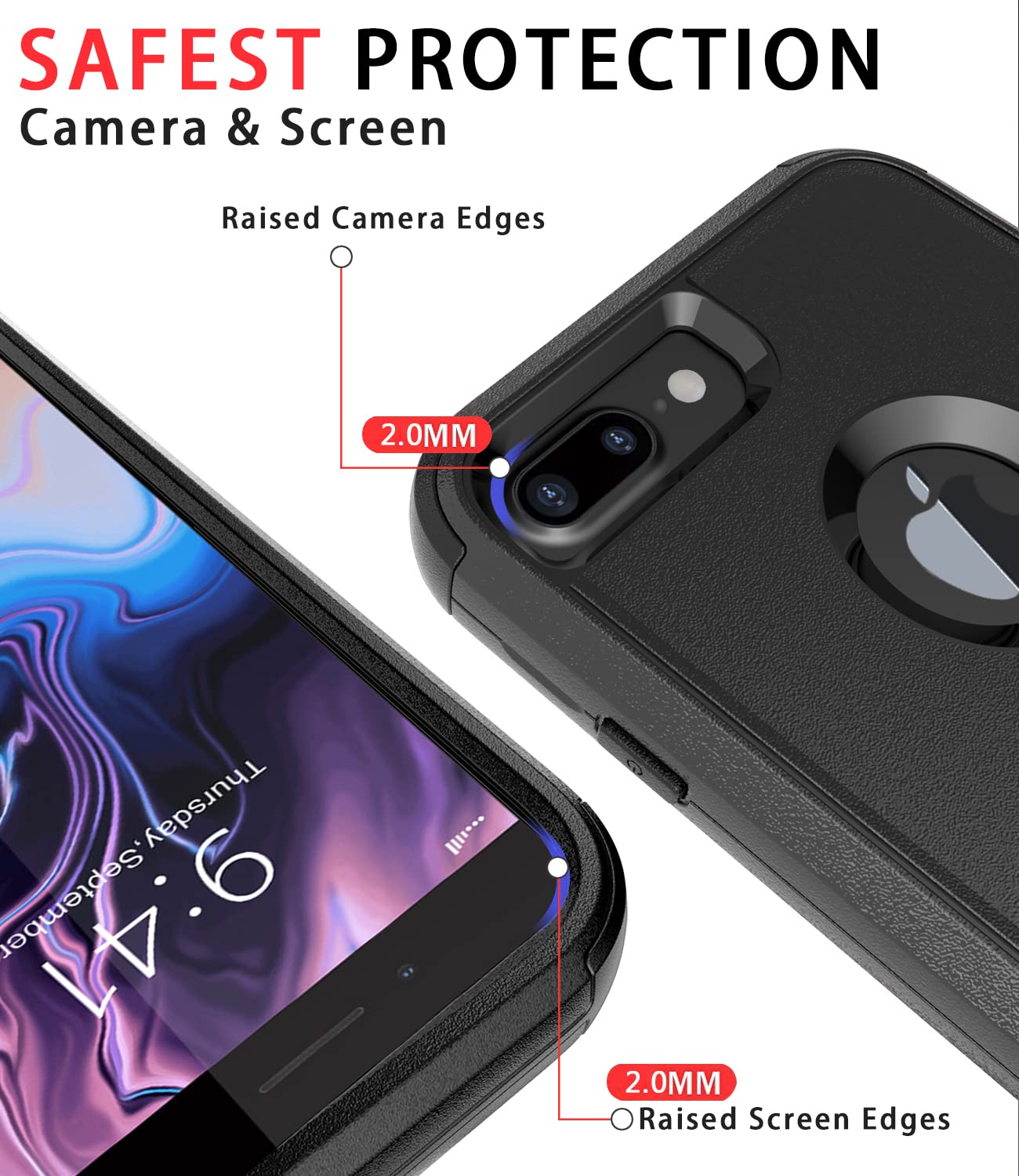 Diverbox Case [Shockproof] [Dropproof] [Dust Proof],Heavy Duty Protection Phone Cover For Apple Iphone 8 Plus & 7 Plus (Black)