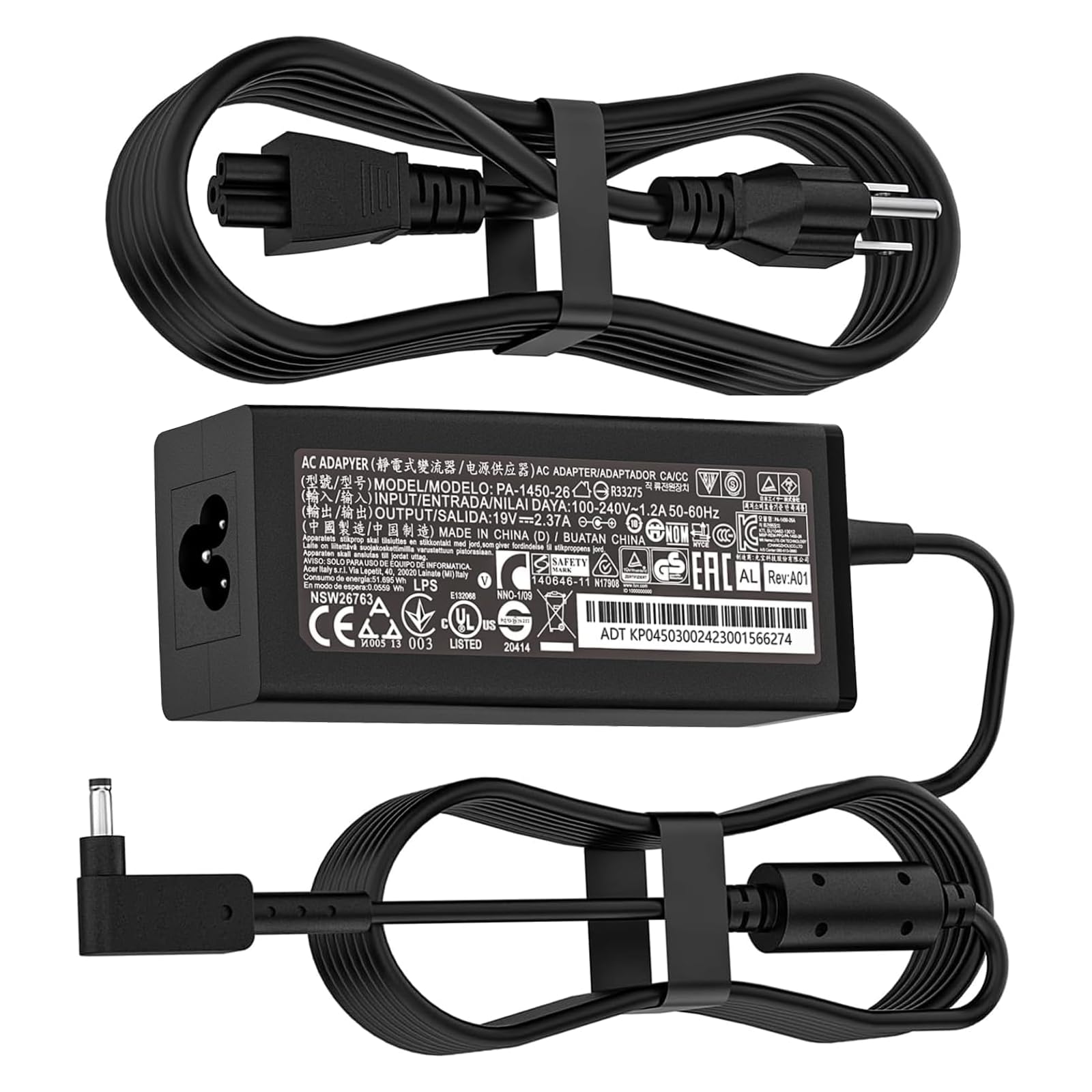 N20C5 N23C3 N20C4 N19H2 45W 3.0*1.1Mm Ac Charger Fit For Acer A515 45 R74Z A515 46 A315 23 A315 24P A115 31 A515 56 A115 32 A515