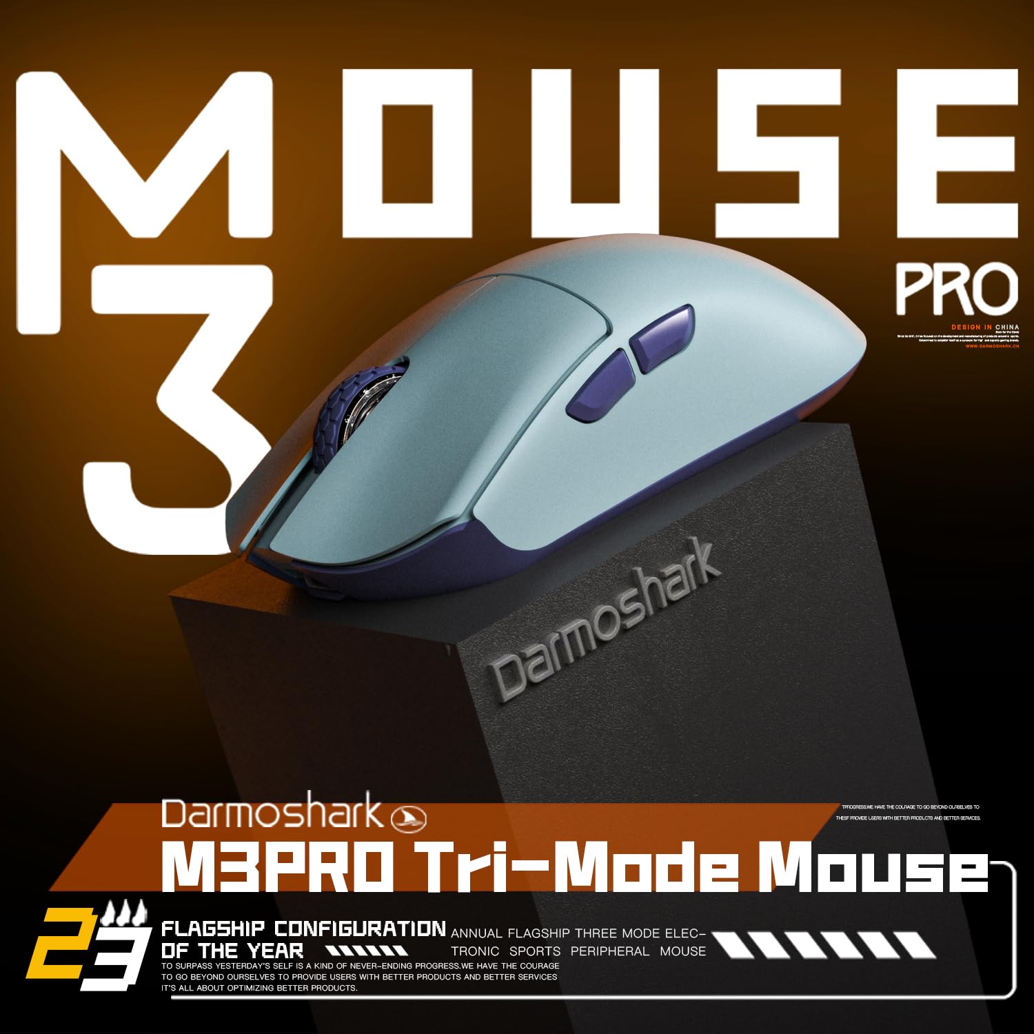 Darmoshark M3 Pro Wireless Gaming Mouse,Tri Mode 2.4G/Usb C/Bluetooth Mouse Up To 26Kdpi,Paw3395 Optical Sensor Lightweight 55G,