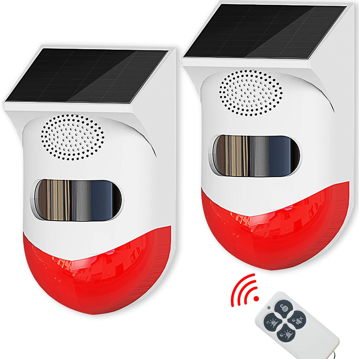 Solar Strobe Alarm Light With Motion Sensor Siren Outdoor Alarm Siren With Remote Controller 120Db Sound Security Siren Light Ip67 Waterproof And 4 Mode For Home,Farm,Barn,Villa,Yard(1Pack)