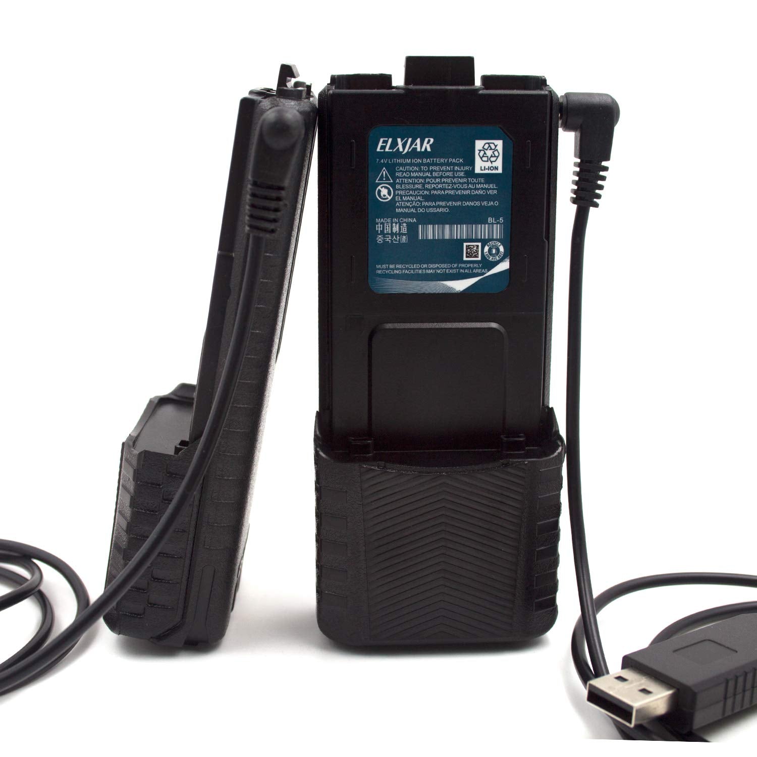 (2 Pack) 7.4V 3800Mah Bl 5L Replacement Extended Battery, Compatible With Uv 5R Uv 5Rtp Uv 5R Plus Uv 5Rx3 Bf F8Hp Rd 5R Uv 5X3, Bf F9 Two Way Radio With Usb Charging Cable