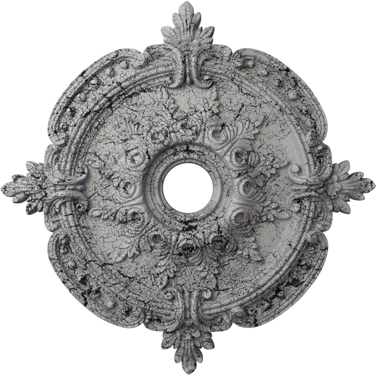 Ekena Millwork CM28BEUWC 28-3/8 x 3-3/4 x 1-5/8 Benson Classic Ceiling Medallion, Ultra Pure White Crackle