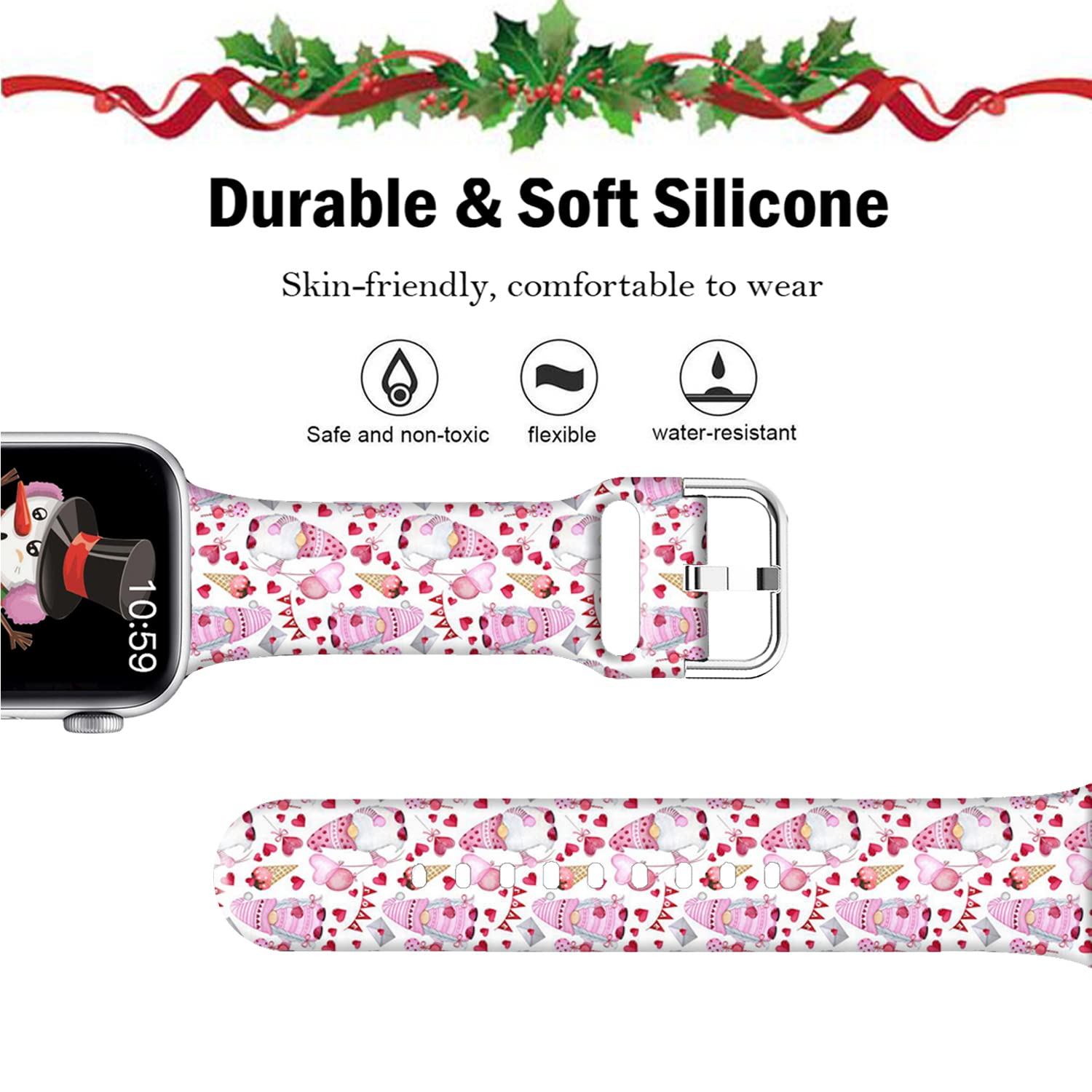 Doo Uc Holiday Decor Watch Bands Compatible For Apple Watch 38Mm 40Mm 41Mm Iwatch Se Series 8 7 6 5 4 3 2 1, Pink Christmas Soft