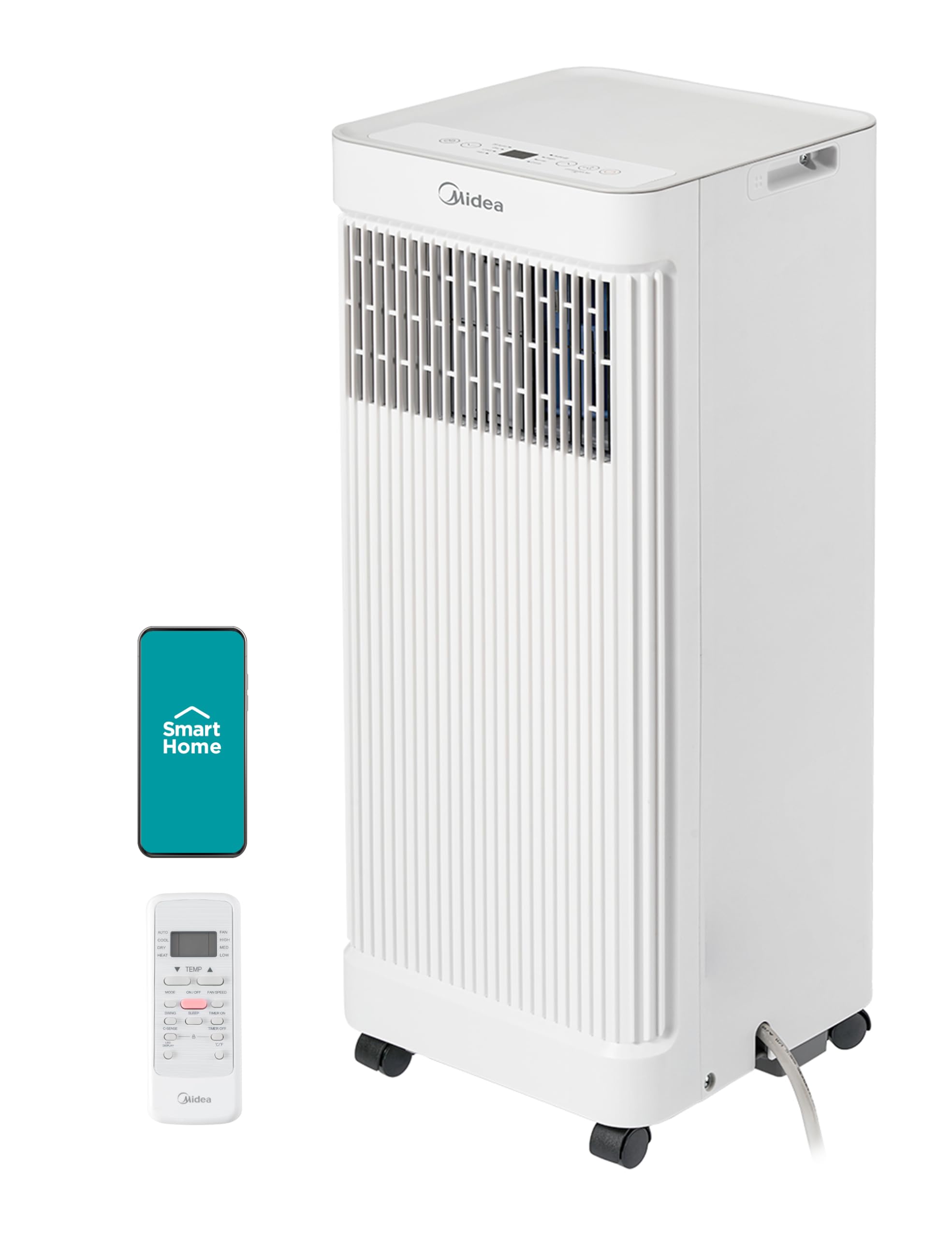 Midea 9,000 BTU ASHRAE (6,000 BTU DOE/SACC) Portable Air Conditioner, Smart Control, Cools up to 250 Sq. Ft., with Dehumidifier