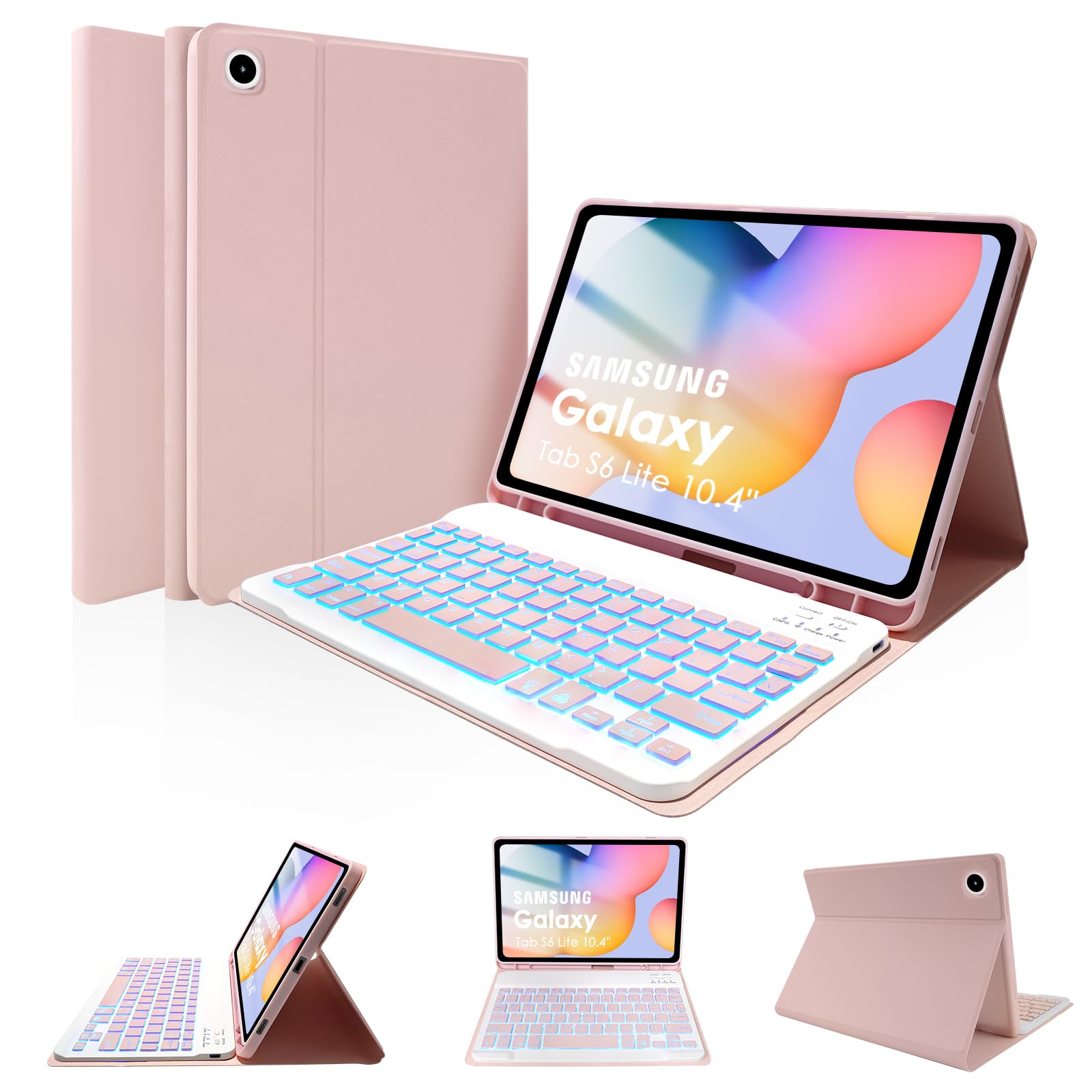 LAMA Backlit Keyboard Case for Samsung Galaxy S6 Lite 10.4 Case with Keyboard, Detachable Keyboard Case with S Pen Holder for Ga