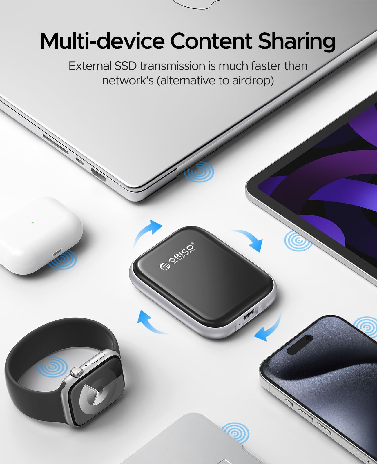 ORICO 2TB Portable SSD Up to 2000MB/s External Solid State Drive, USB 3.2 Gen 2x2 20Gbps with 2 in 1 USB C Cable, Compatibility with MacBook, iPad, iPhone 15, PSSD   A20