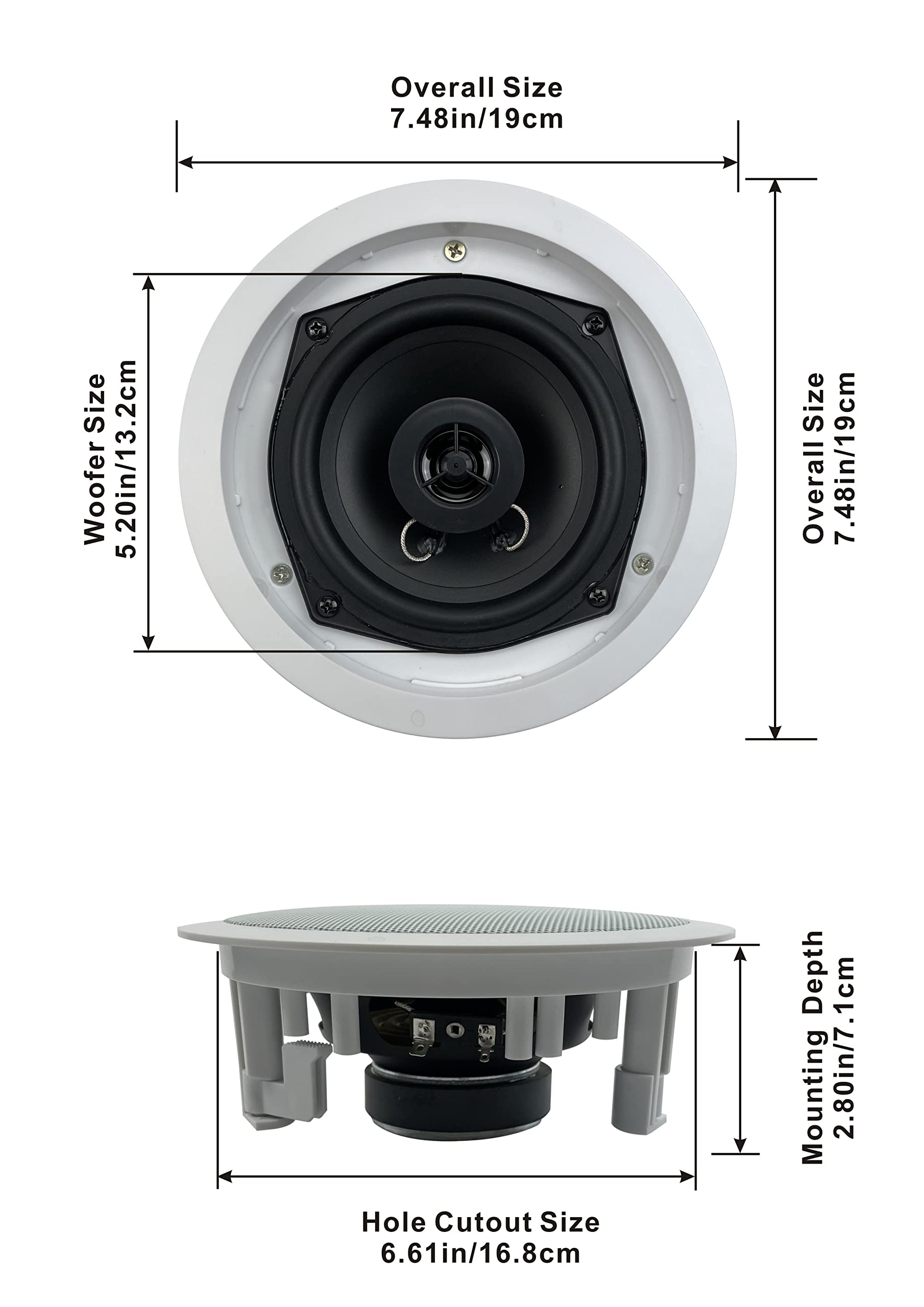 Acoustic Audio R191 In Ceiling/In Wall Speaker 2 Pair Pack 2 Way Home Theater 800 Watt R191 2Pr
