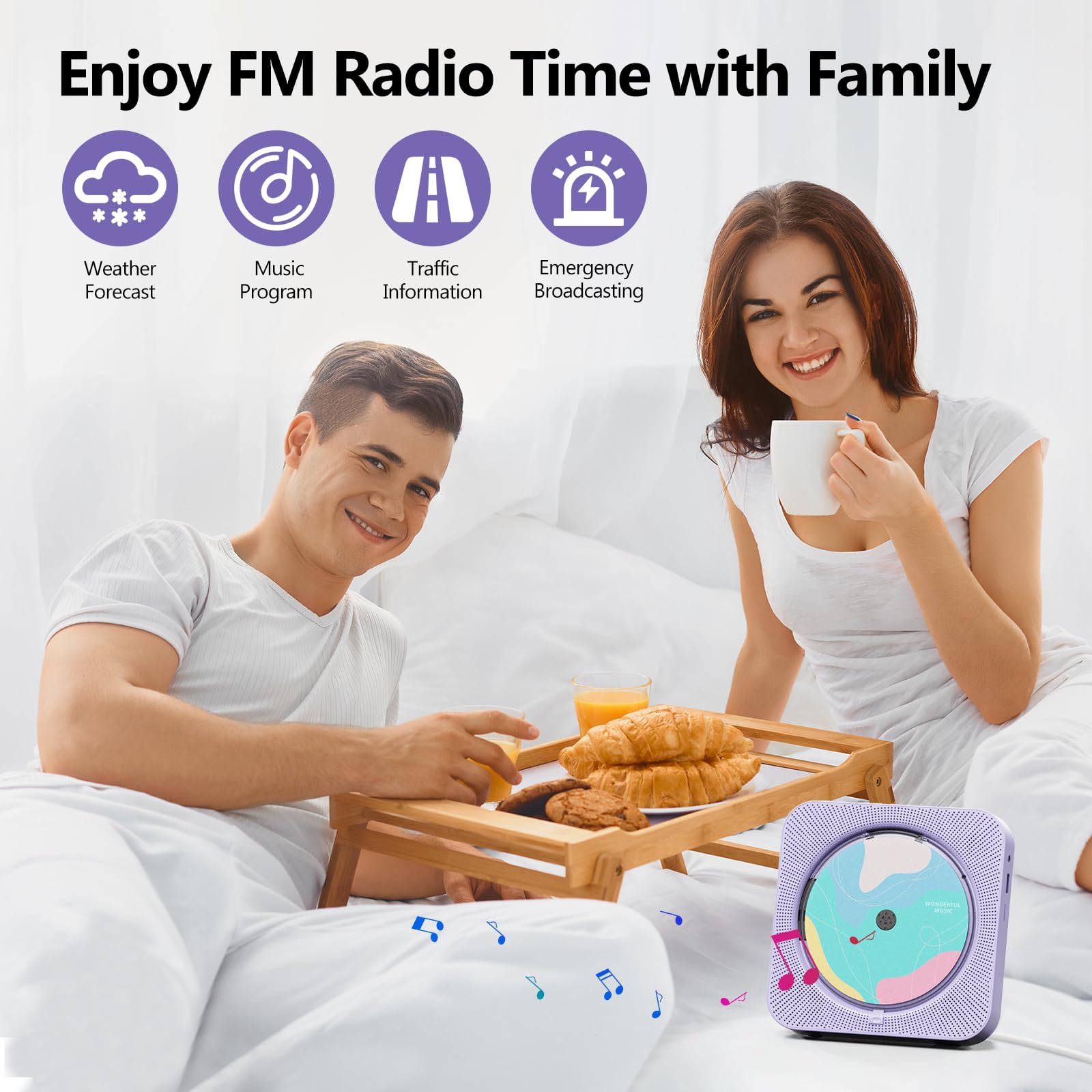 Cd Player Portable With Bluetooth Desktop Cd Players For Home With Hifi Sound Speakers,Mini Cute Cd Player For Kids,Remote Contr