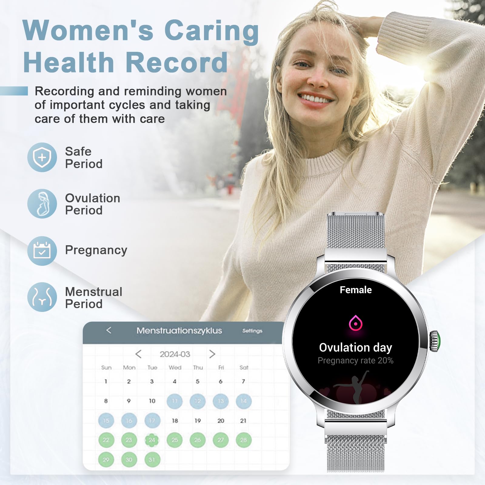 Gadixy Smart Watches For Women (Make/Answer Call),1.109 Amoled Screen Fitness Tracker 110+ Sports Step Counter/Spo2/Bp/Heart Rat