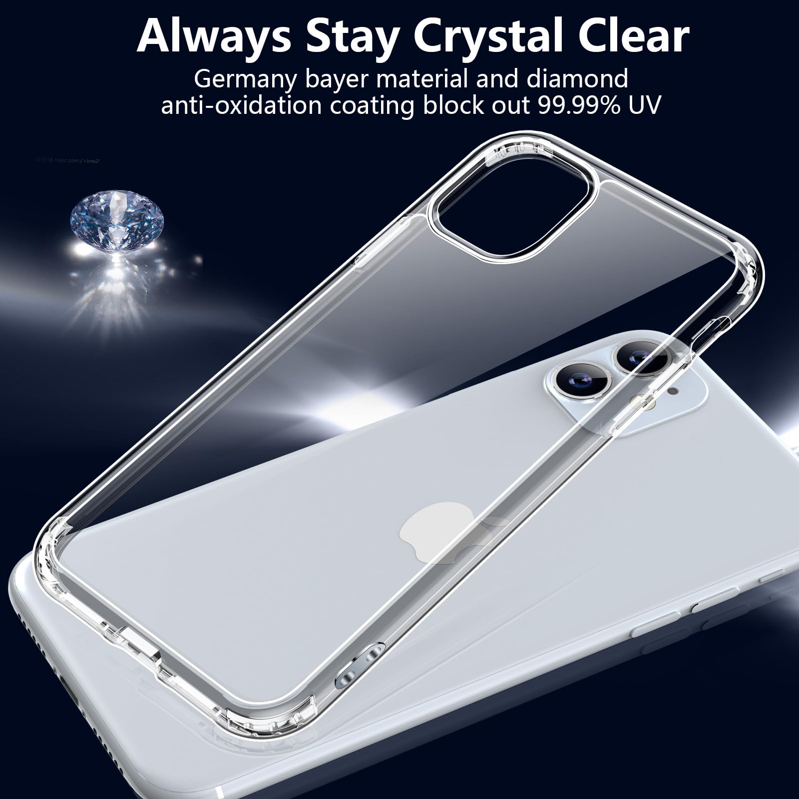 Jaroco For Iphone 11 Phone Case 6.1 Inch, Anti Yellowing Shockproof Phone Bumper Cover, Anti Scratch Clear