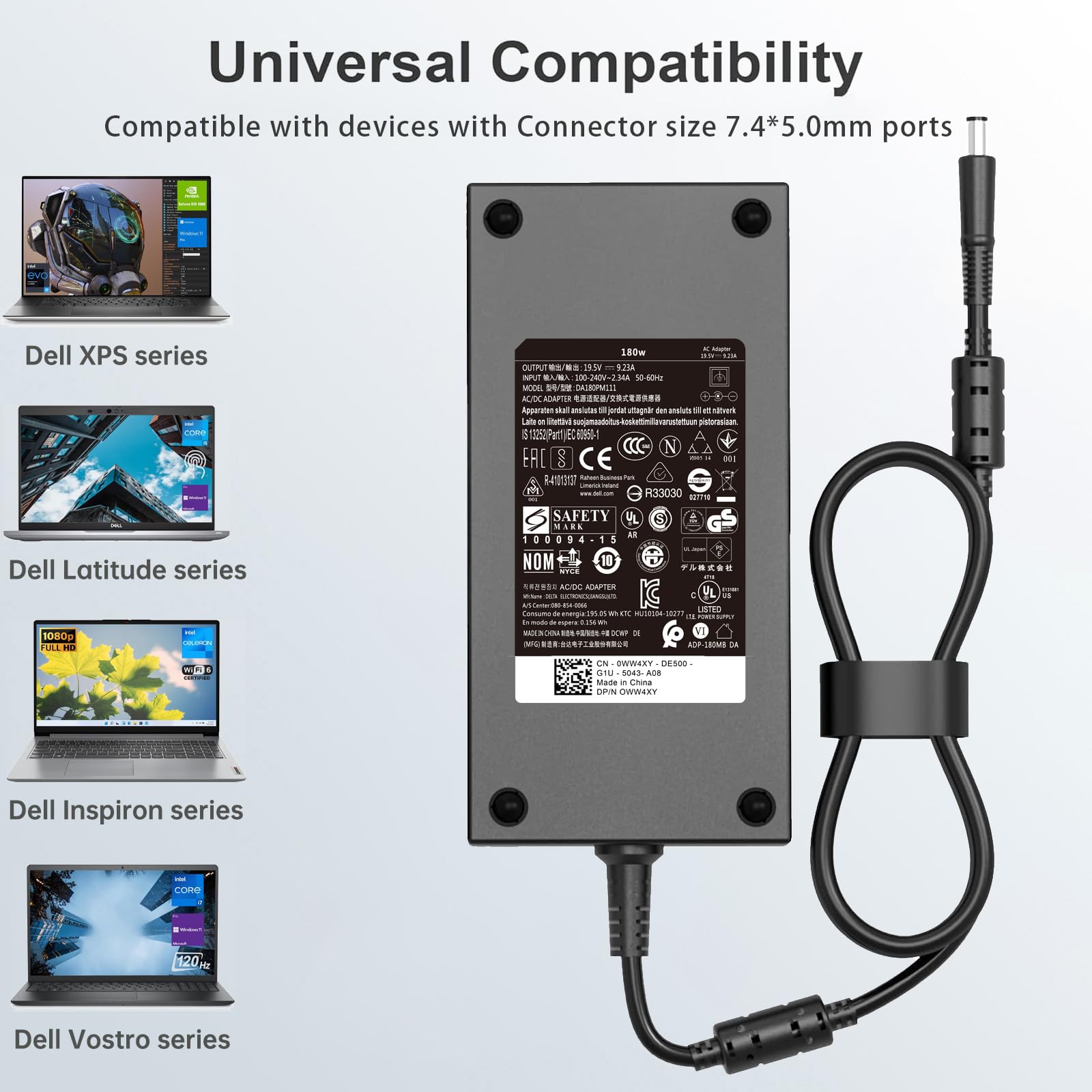 Original 180W Charger Fit For Dell G3 G5 G7 Series 3579 5587 5590 7588 7590 7790 For Alienware 13 14 15 17 La180Pm180 Da180Pm111