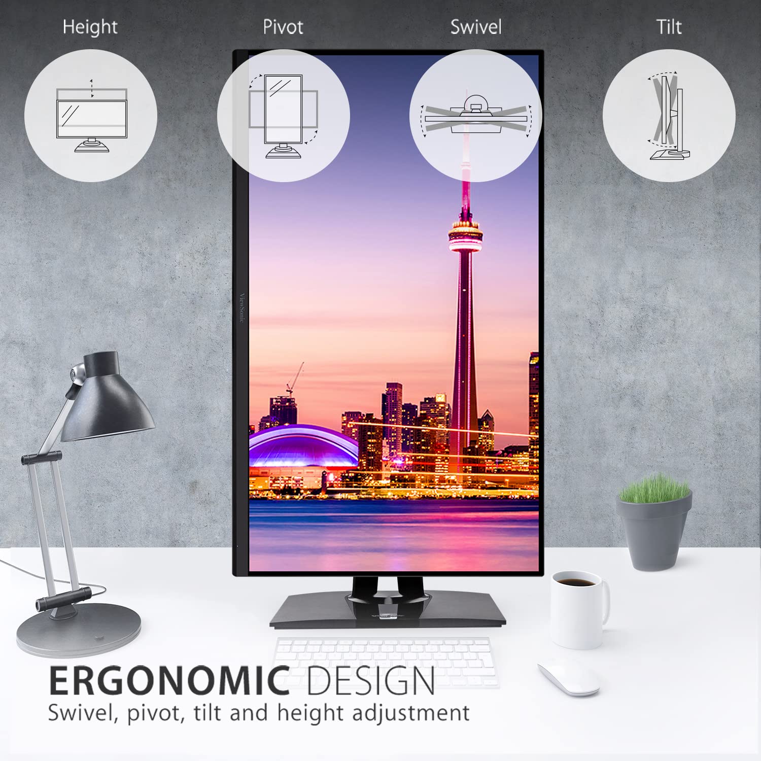 Viewsonic Vp3256 4K 32 Inch Premium Ips 4K Ergonomic Monitor With Ultra Thin Bezels, Color Accuracy, Pantone Validated, Hdmi, Di