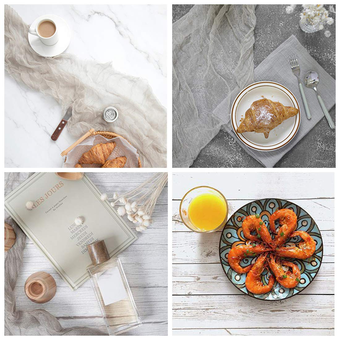 Meking 3Pcs 34Inx22In Photo Backdrops, Double Sided Marble Wood Cement Texture 2 In 1 Background Paper Photography Props For Fla