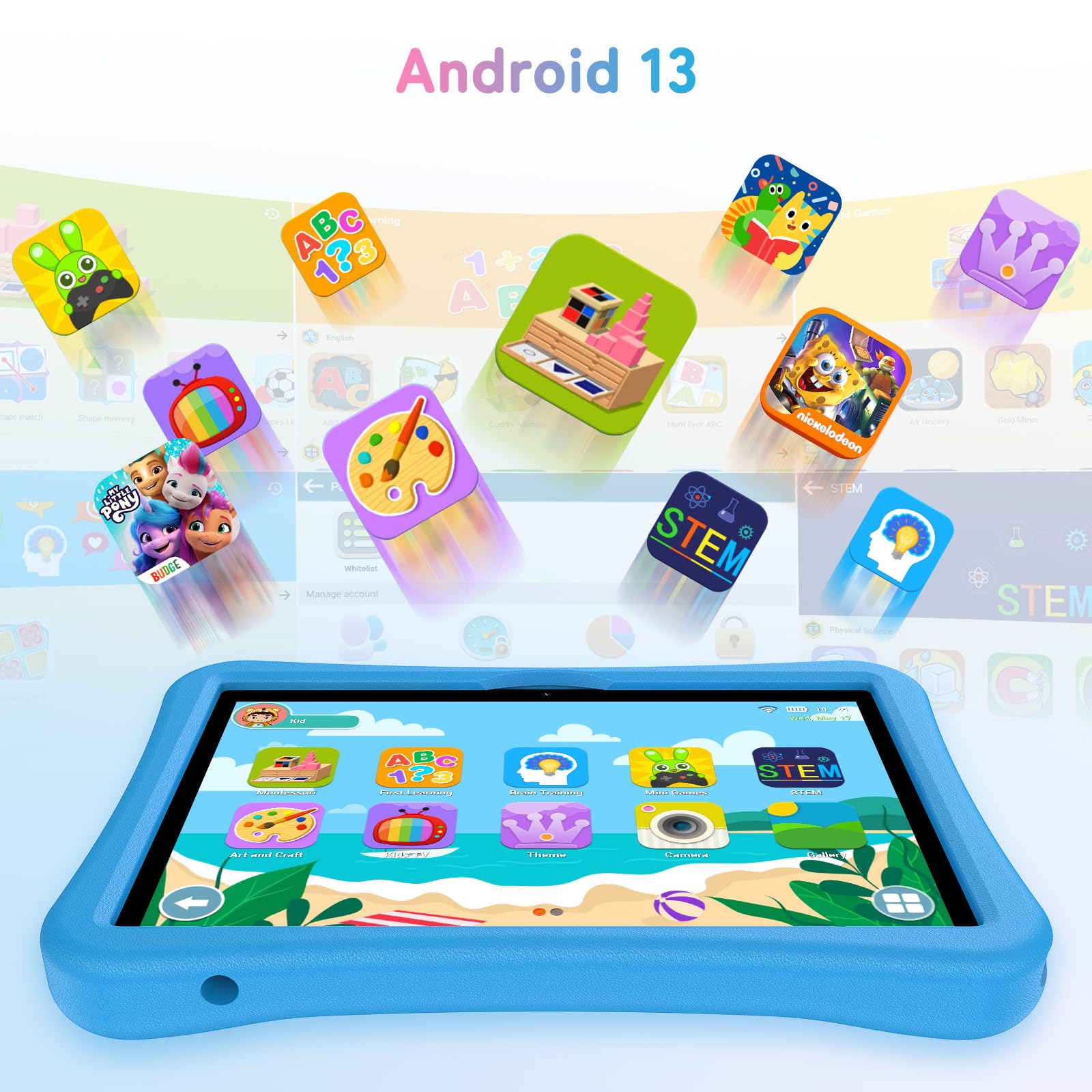 Umidigi G5 Tab Kids Tablet, Android 13, 128Gb, 10.1In Hd+, 4+4Gb, Sea Blue, Tablet For Child With Bluetooth, Wifi5, Parental Con