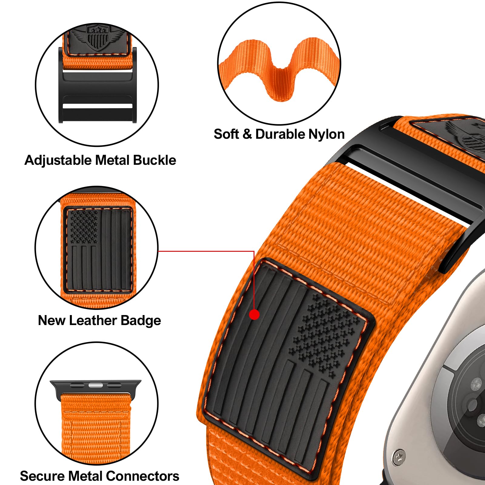 Rugged Nylon Band For Apple Watch Ultra Band 49Mm 45Mm 44Mm 42Mm,Soft Sport Loop Adjustable Wristbands Replacement Strap For App