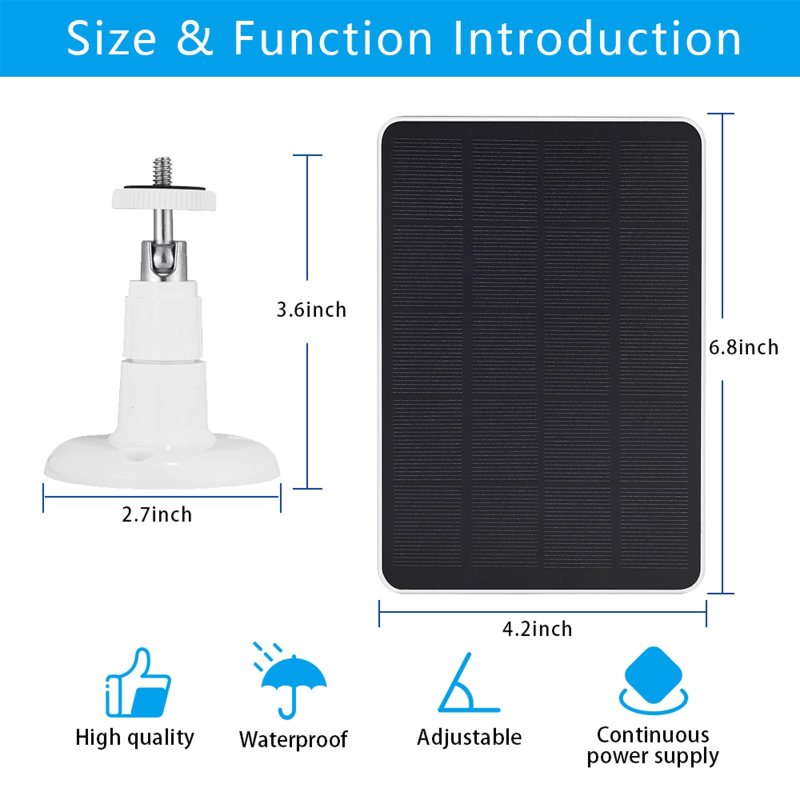 Oyocam 4 Pack Solar Panel Compatible With Wyze Battery Cam Pro Wireless Outdoor Indoor Smart Security Camera, 5V 4W Waterproof S