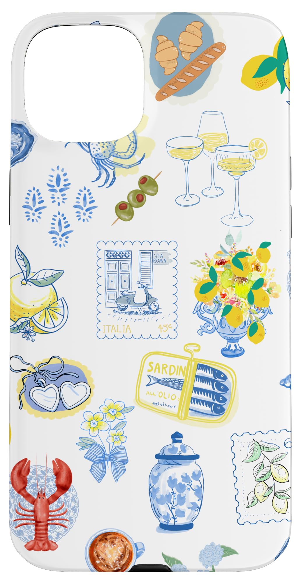 Italian Coastal Lemons And Sardines Rome Cocktails Case For Iphone 15 Plus