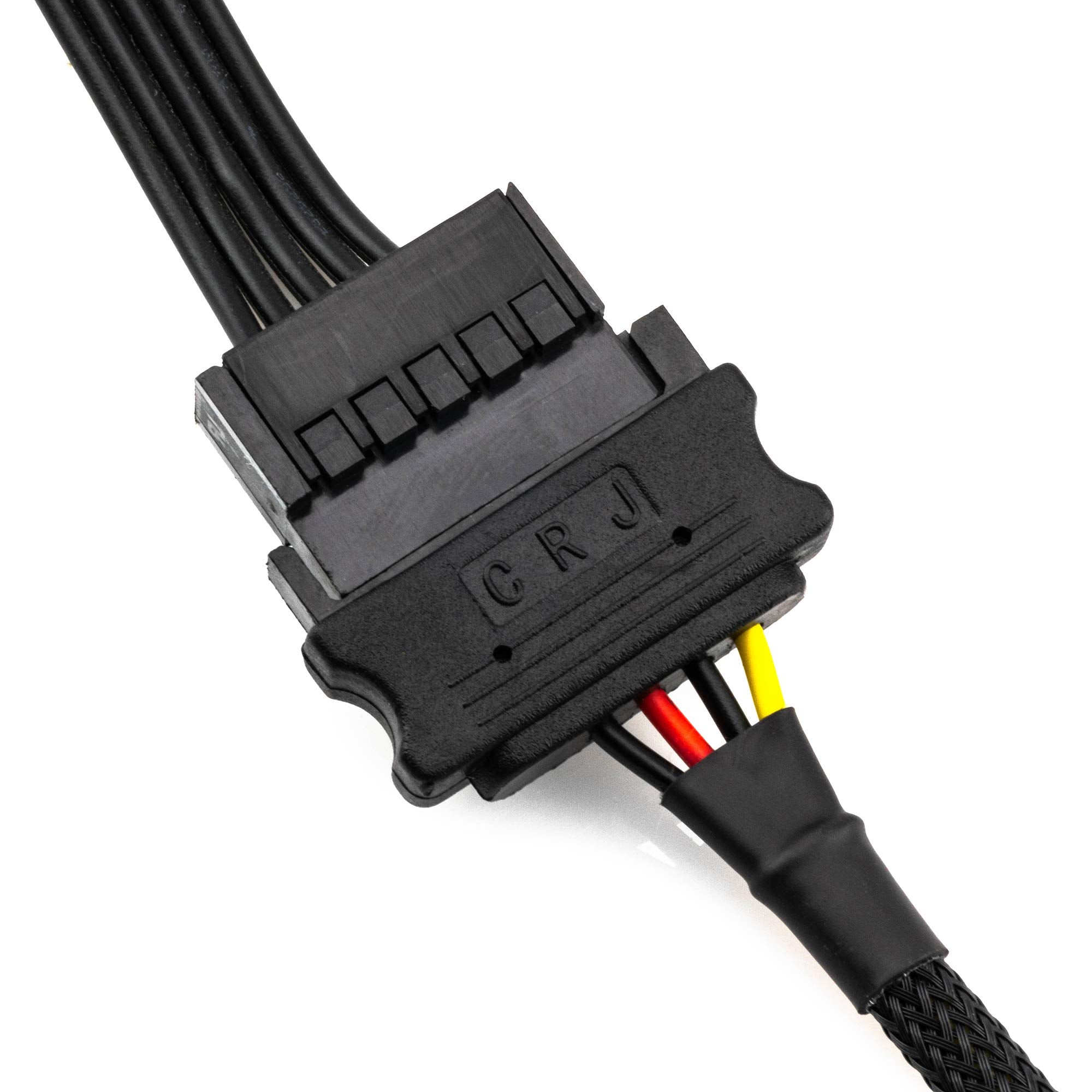 Crj 15 Pin Sata Power Extension Cable   12 Inch (30Cm), Black Sleeved   Ssd, Hdd Sata Power Extension For Atx Power Supplies